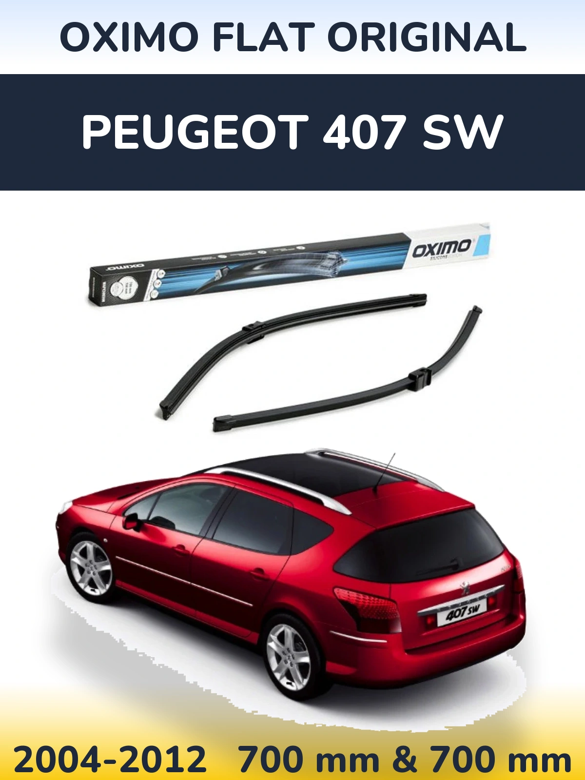 Комплект передніх щіток Oximo Flat Original 700 & 700 мм для Peugeot 407 SW 2004-2012