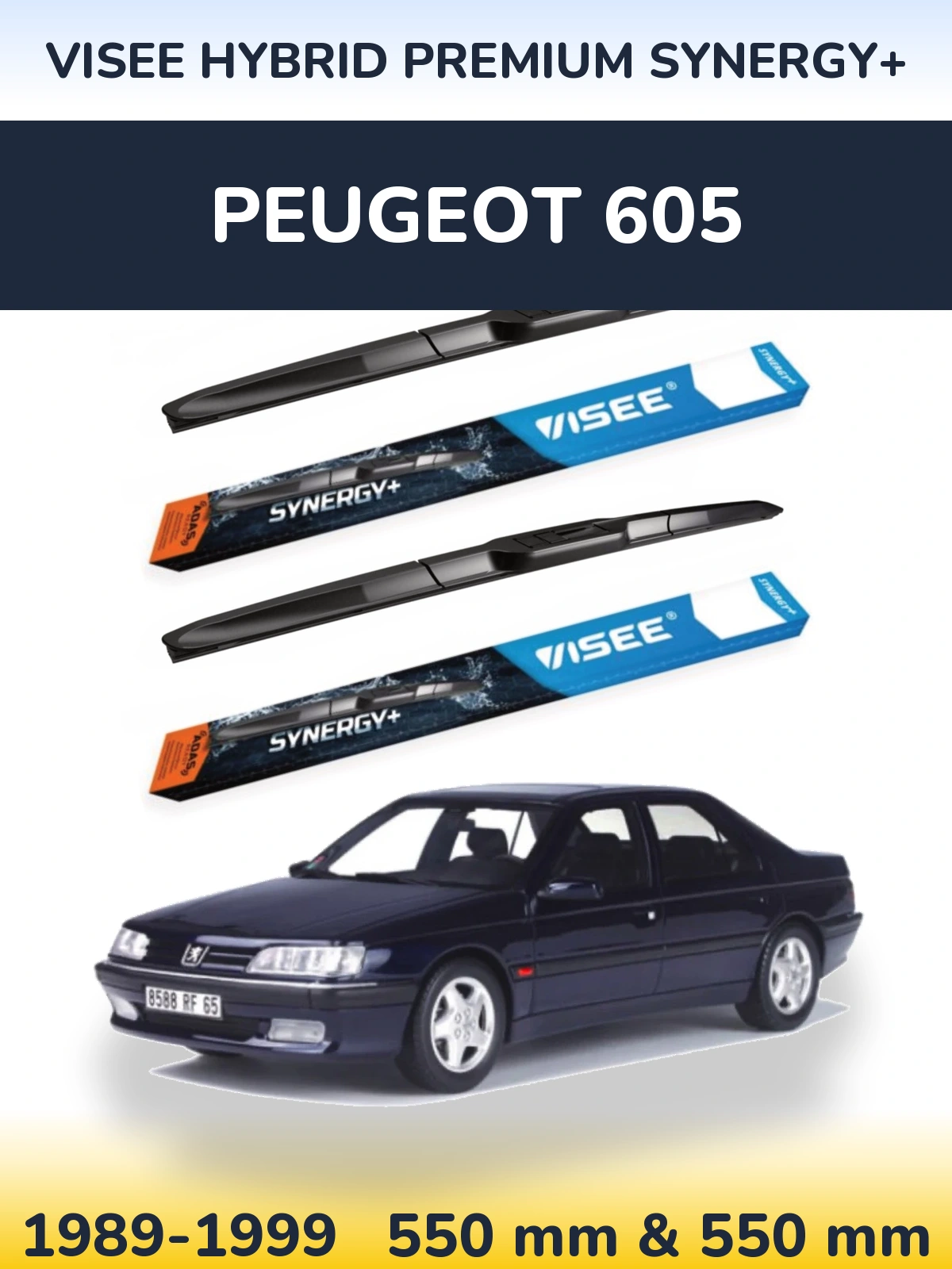 Front wiper blade set VISEE HYBRID PREMIUM SYNERGY+ 550 & 550 мм for Peugeot 605 1989-1999