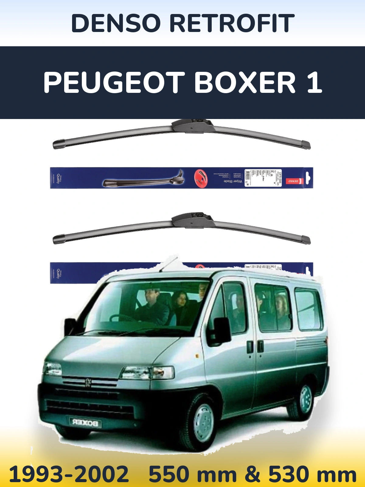 Front wiper blade set Denso Retrofit 550 & 530 мм for Peugeot Boxer 1 1993-2002