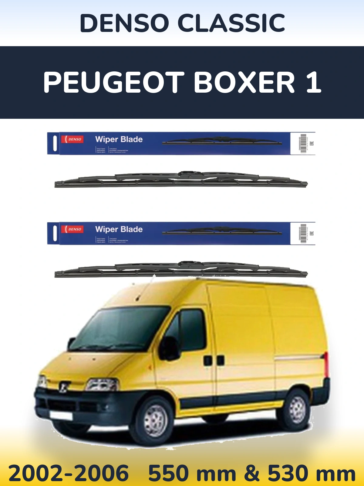 Komplet przednich wycieraczek Denso Classic 550 & 530 mm do Peugeot Boxer 1 2002-2006