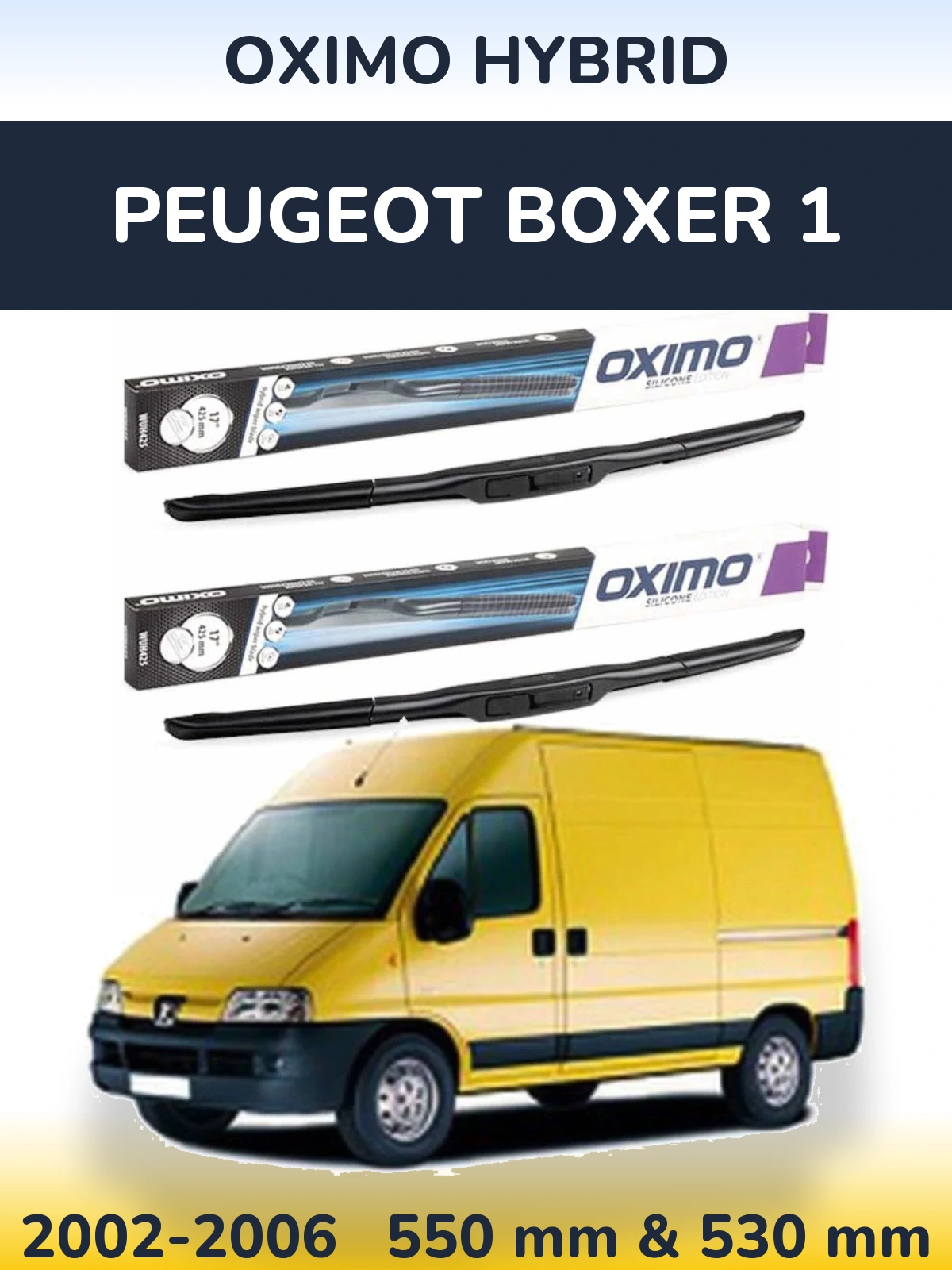 Front wiper blade set Oximo Hybrid 550 & 530 мм for Peugeot Boxer 1 2002-2006