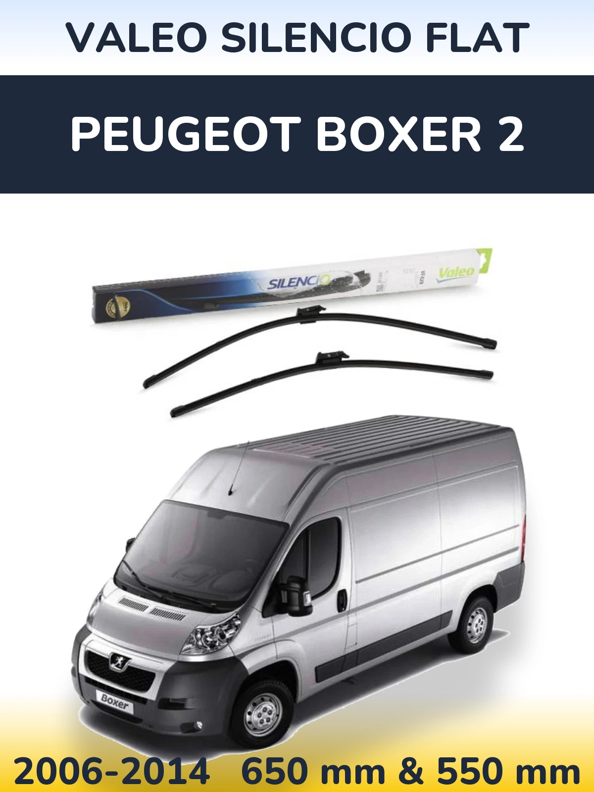 Komplet przednich wycieraczek Valeo Silencio Flat 650 & 550 mm do Peugeot Boxer 2 2006-2014