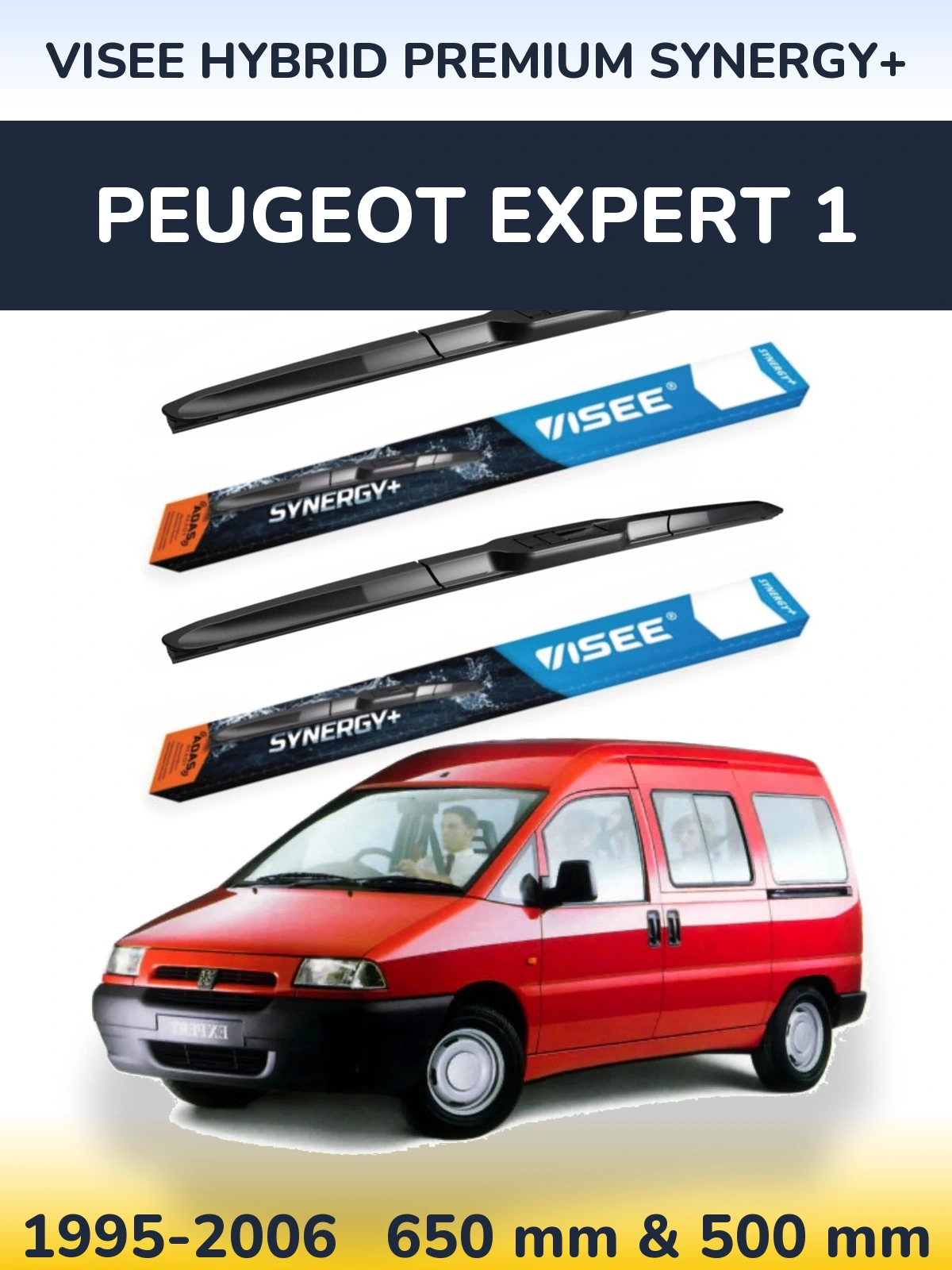 Комплект передних дворников VISEE HYBRID PREMIUM SYNERGY+ 650 & 500 мм для Peugeot Expert 1 1995-2006
