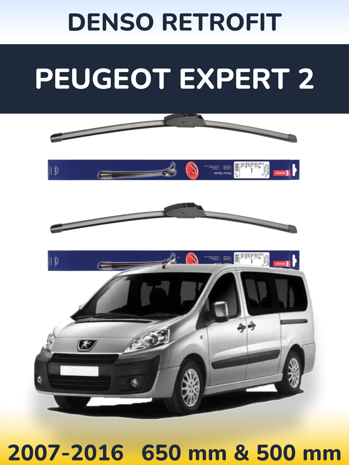 Комплект передних дворников Denso Retrofit 650 & 500 мм для Peugeot Expert 2 2007-2016
