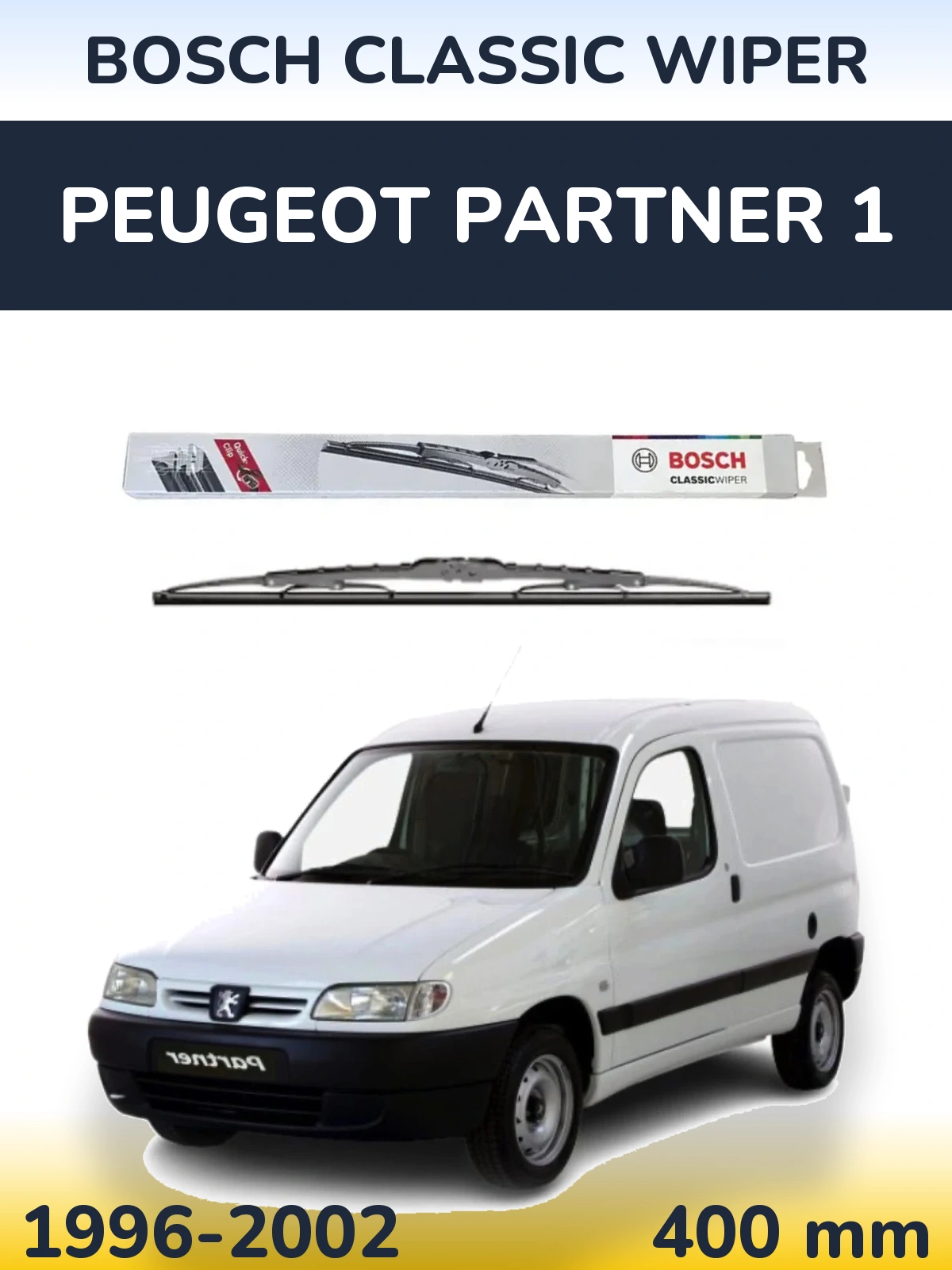 Rear wiper blade BOSCH Classic Wiper 400 mm for Peugeot Partner 1 1996-2002
