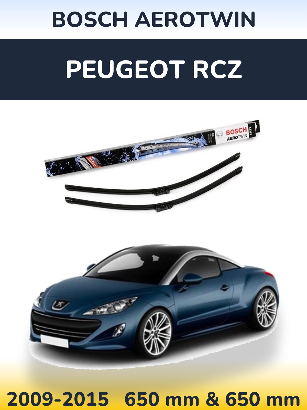 Комплект передних дворников BOSCH AeroTwin 650 & 650 мм для Peugeot RCZ 2009-2015