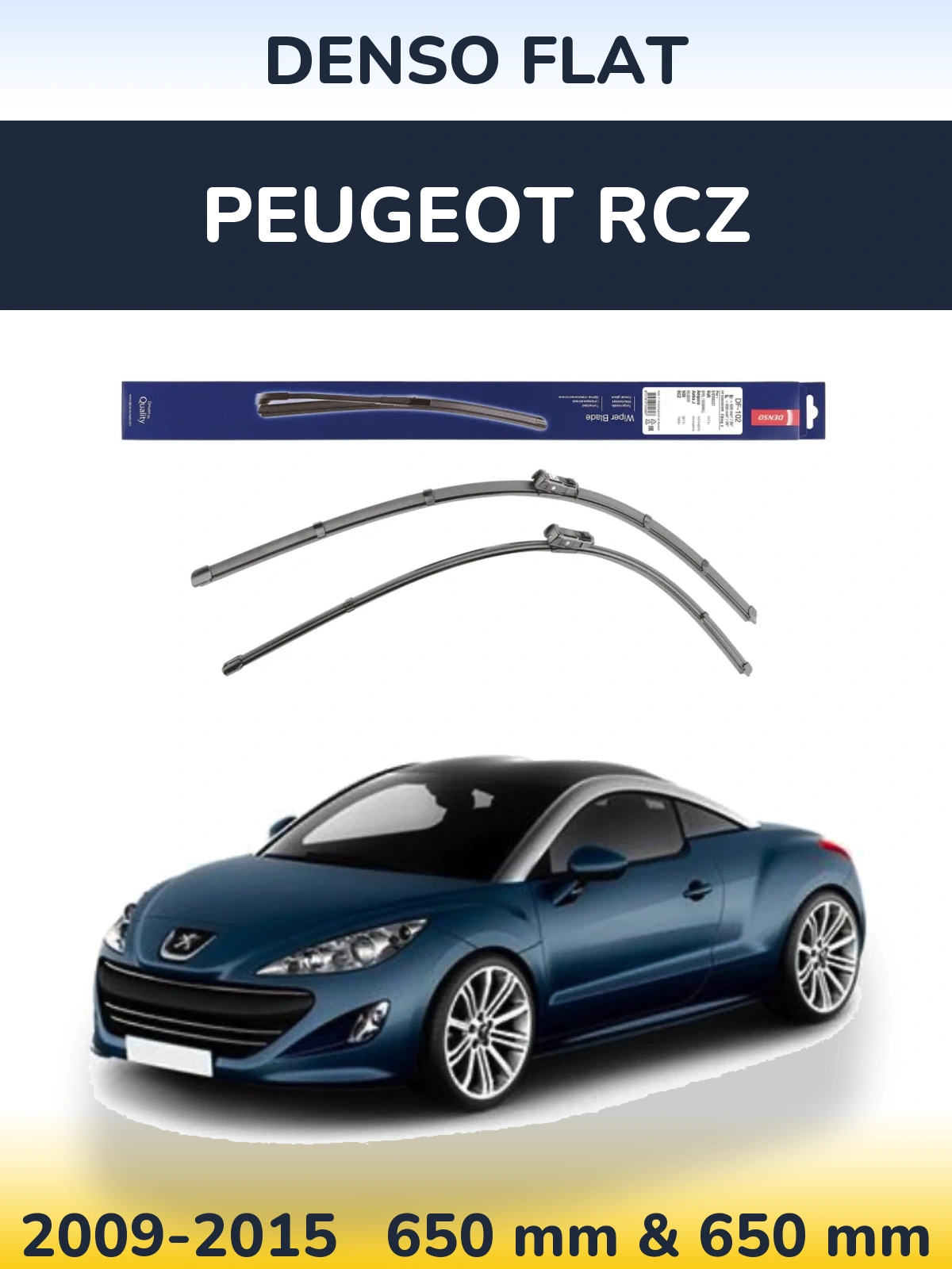 Комплект передних дворников Denso Flat 650 & 650 мм для Peugeot RCZ 2009-2015