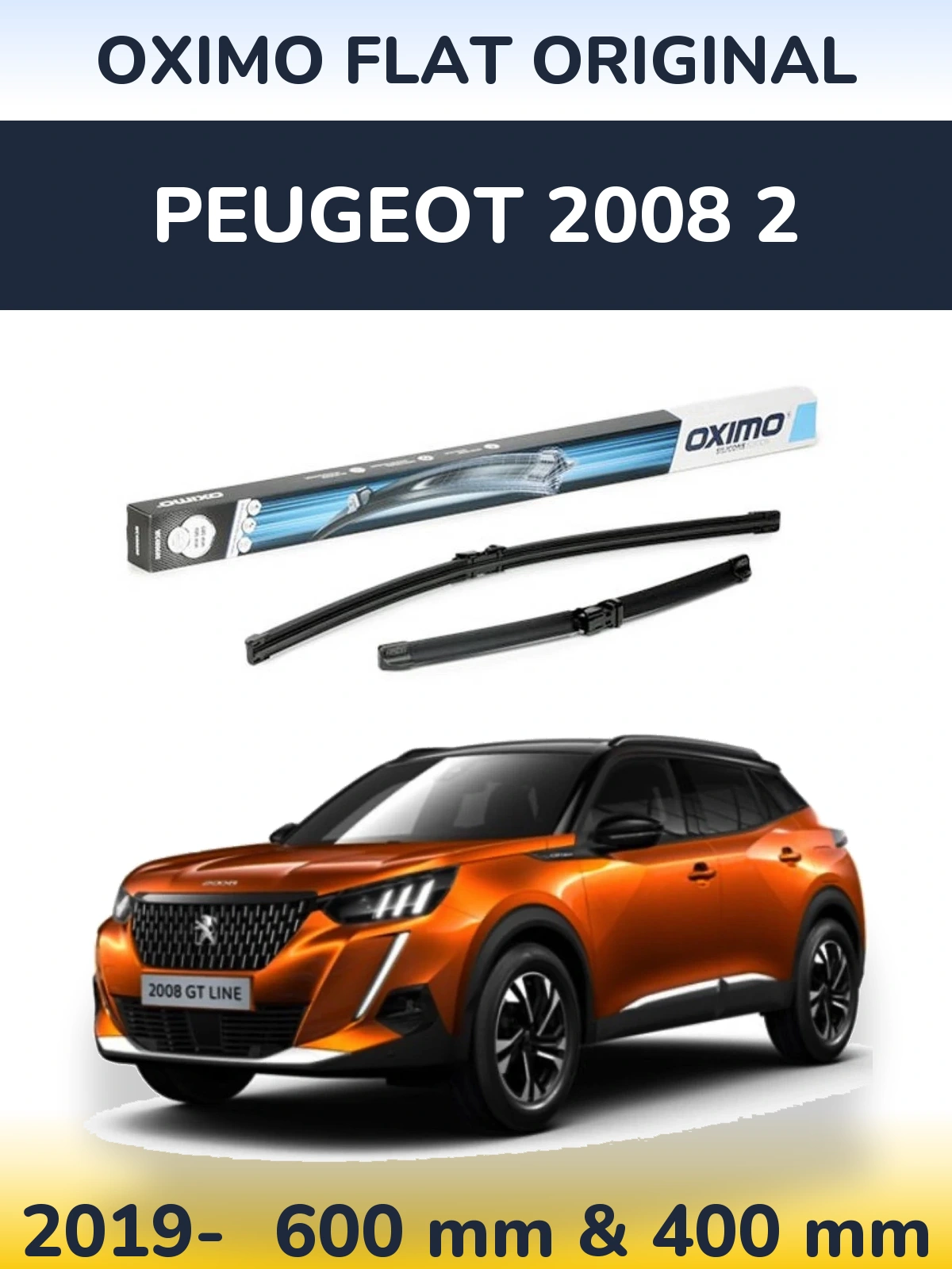 Комплект передних дворников Oximo Flat Original 600 & 400 мм для Peugeot 2008 2 2019-2026