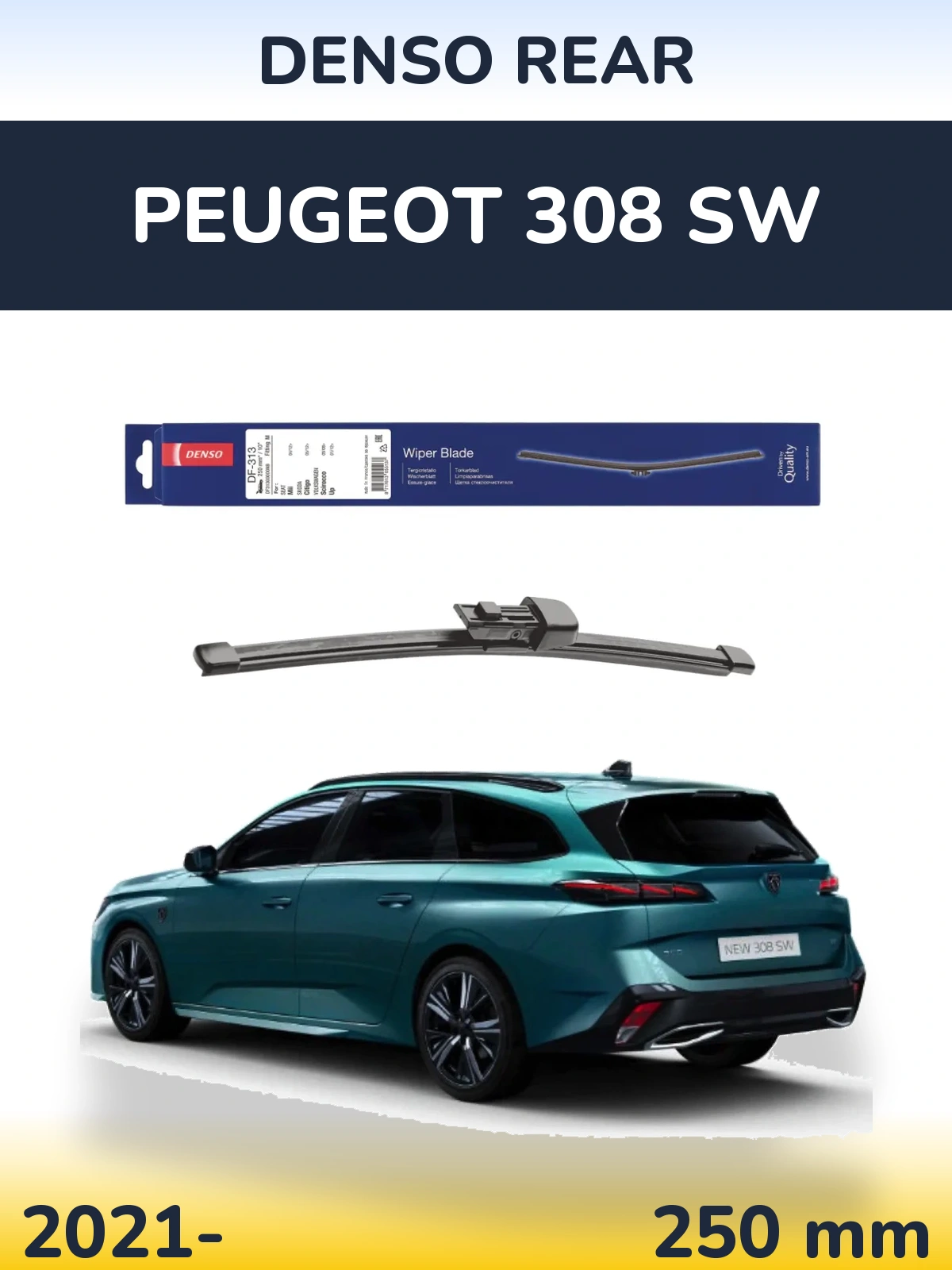 Rear wiper blade Denso Rear 250 мм for Peugeot 308 SW 2021-2026