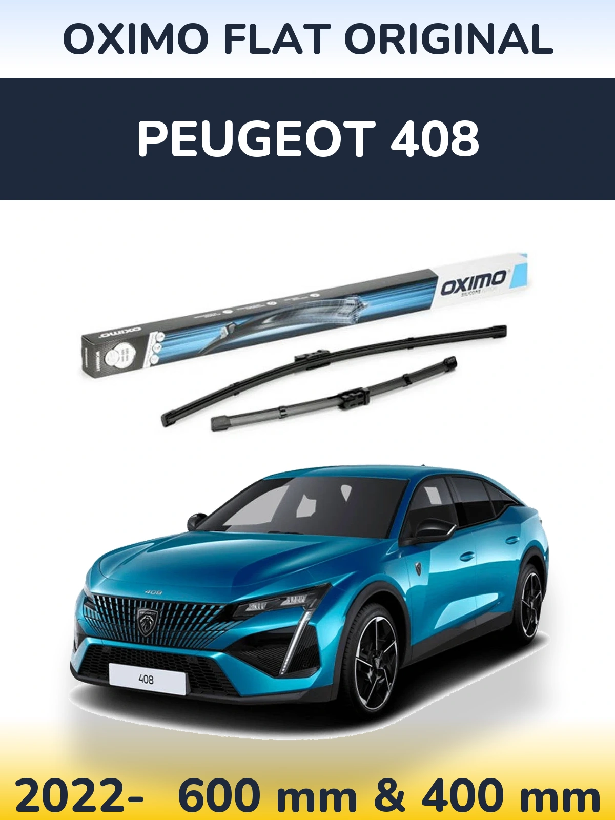 Front wiper blade set Oximo Flat Original 600 & 400 мм for Peugeot 408 2022-2026