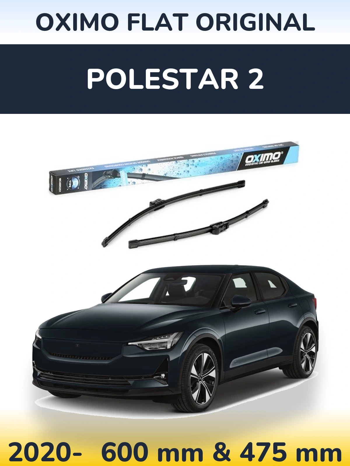 Комплект передних дворников Oximo Flat Original 600 & 475 мм для Polestar 2 2020-2026