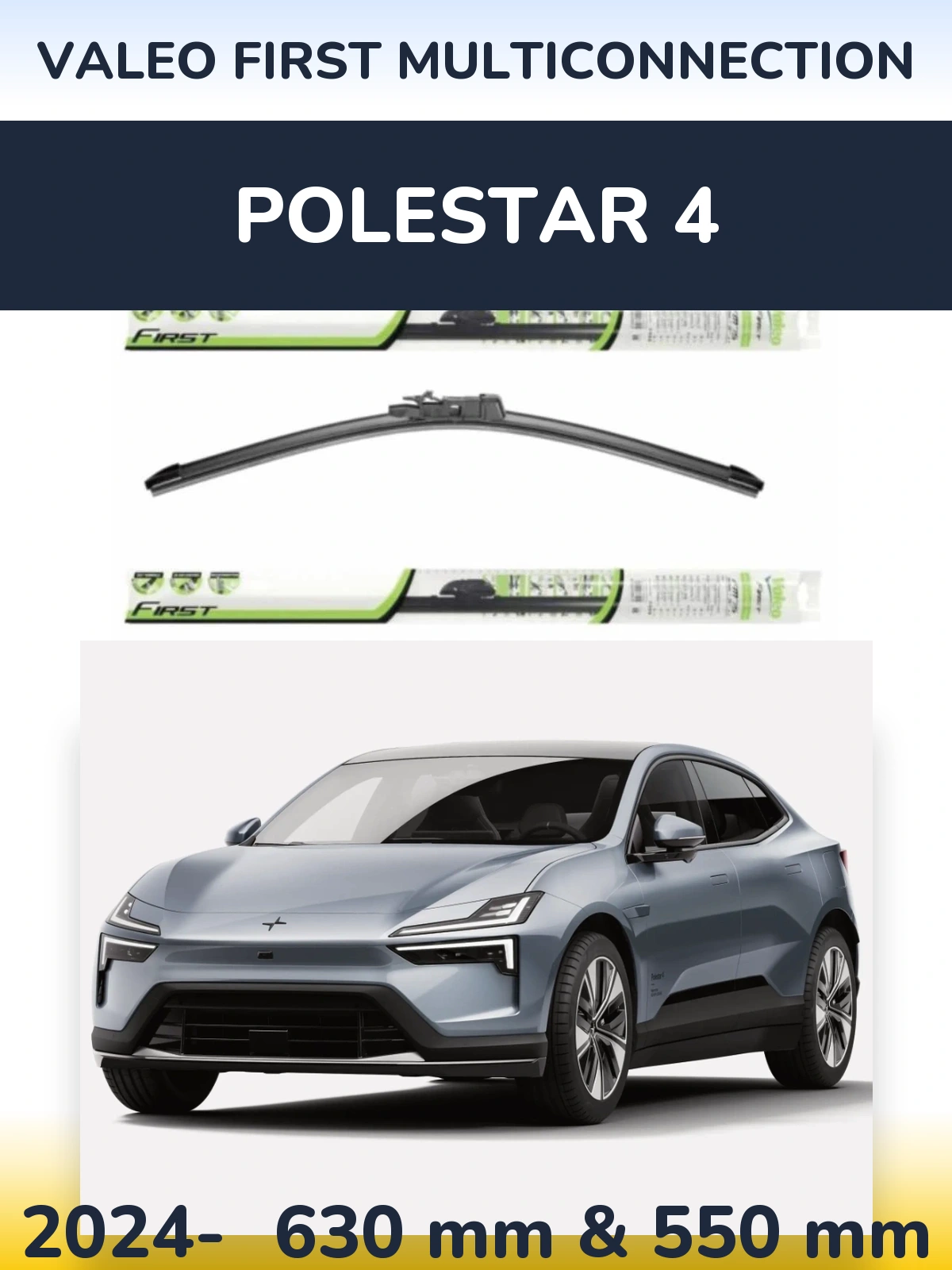 Комплект передних дворников Valeo First MultiConnection 600 & 550 мм для Polestar 4 2024-2026
