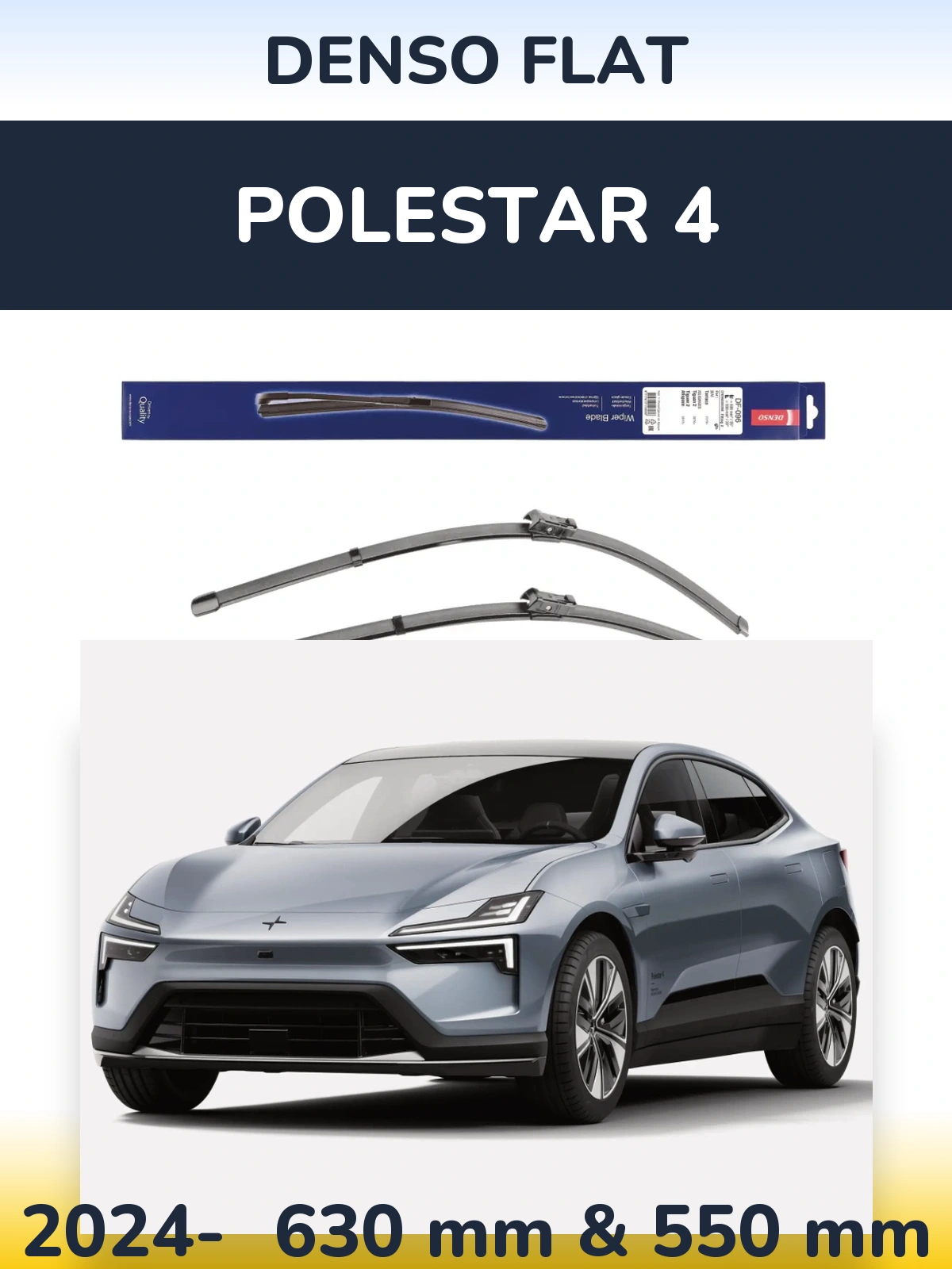 Комплект передних дворников Denso Flat 630 & 550 мм для Polestar 4 2024-2026