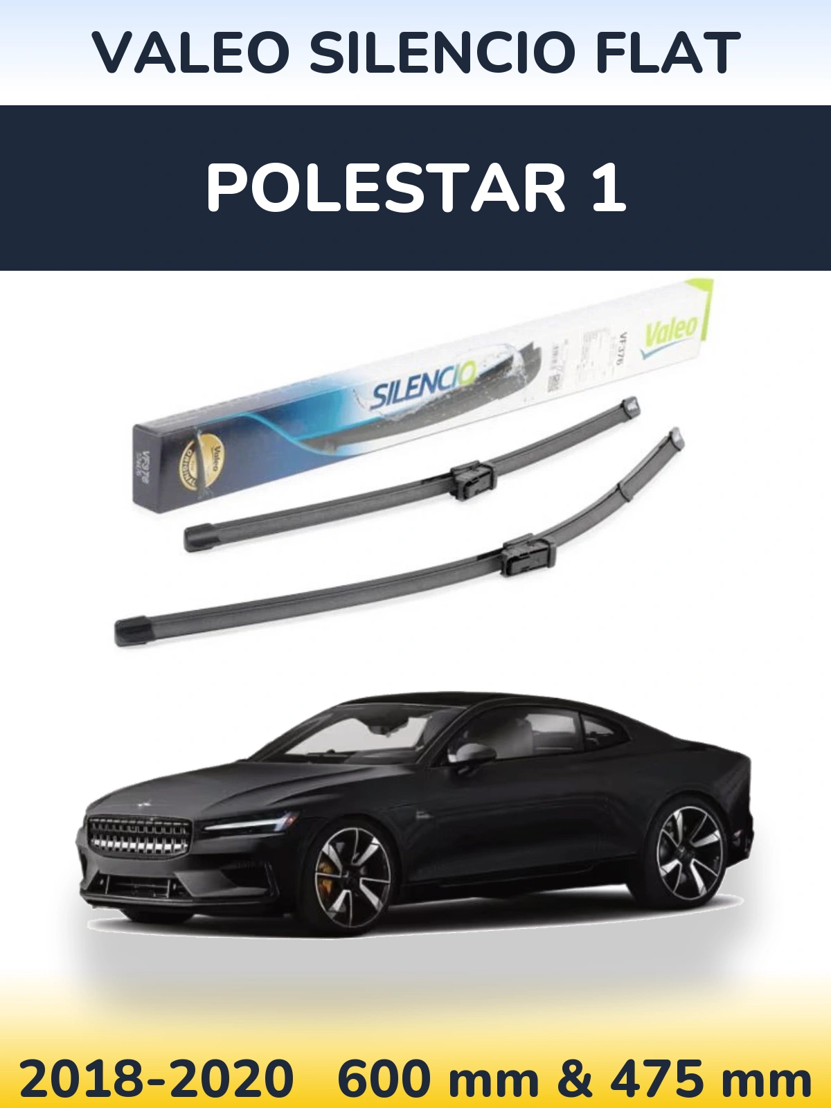 Комплект передних дворников Valeo Silencio Flat 600 & 475 мм для Polestar 1 2018-2020