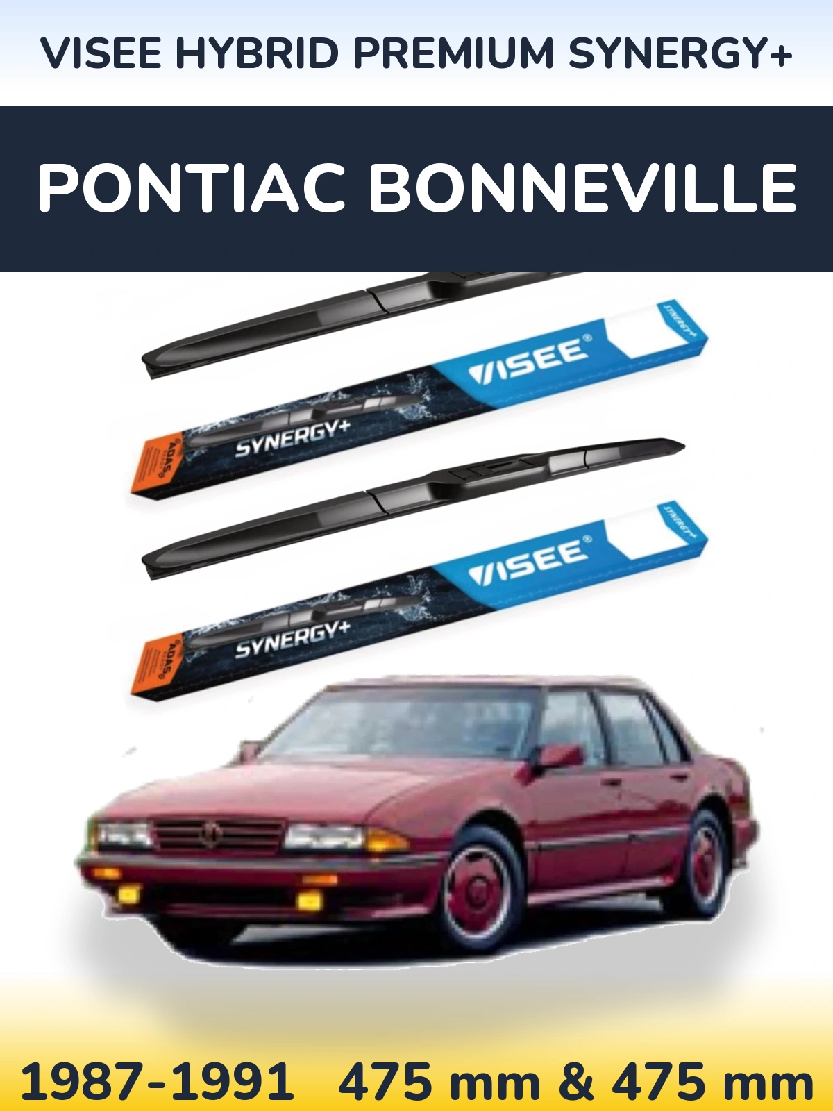 Front wiper blade set VISEE HYBRID PREMIUM SYNERGY+ 475 & 475 мм for Pontiac Bonneville 1987-1991