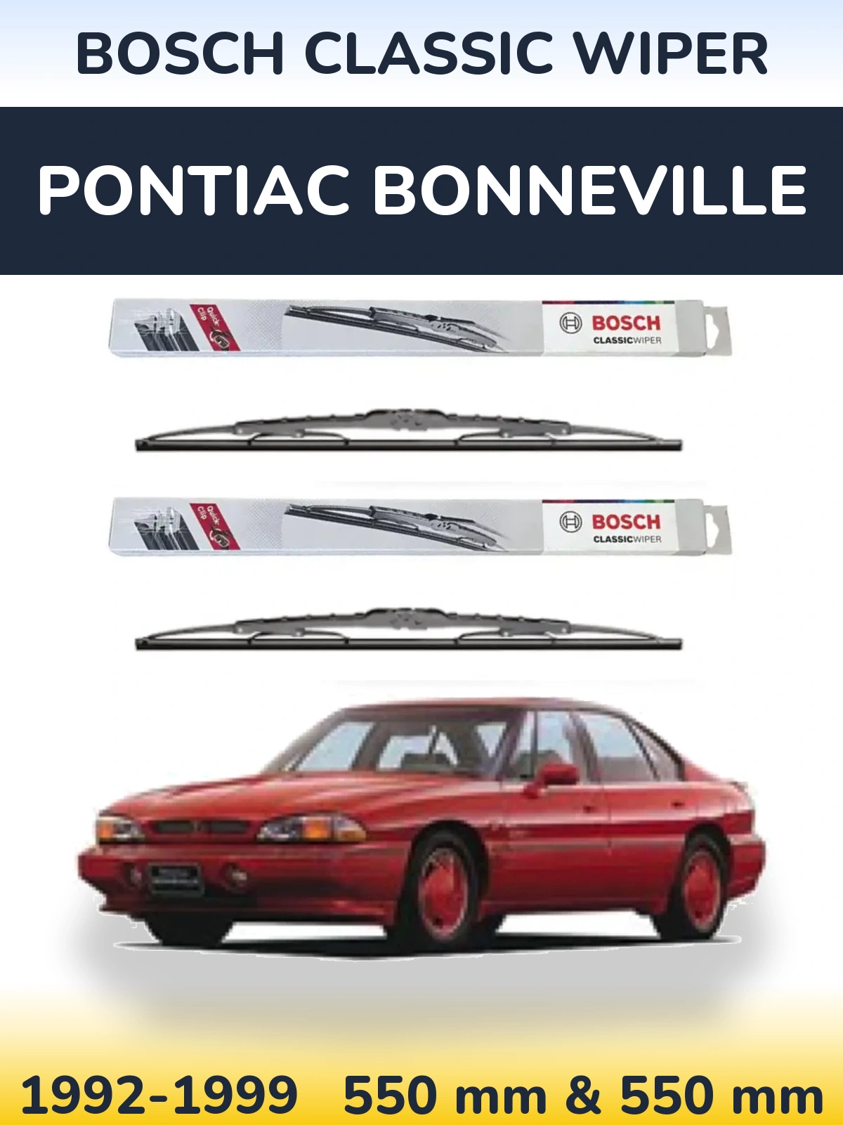 Front wiper blade set BOSCH Classic Wiper 550 & 550 мм for Pontiac Bonneville 1992-1999