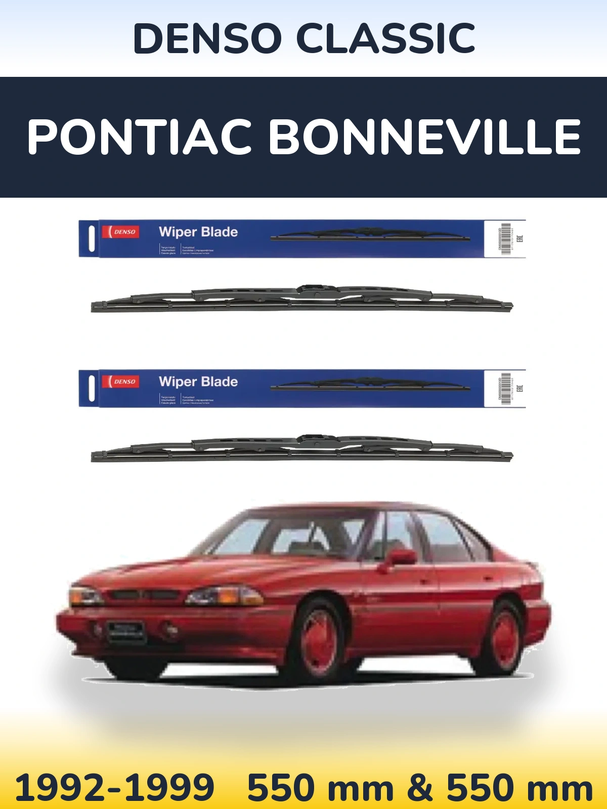 Front wiper blade set Denso Classic 550 & 550 mm for Pontiac Bonneville 1992-1999