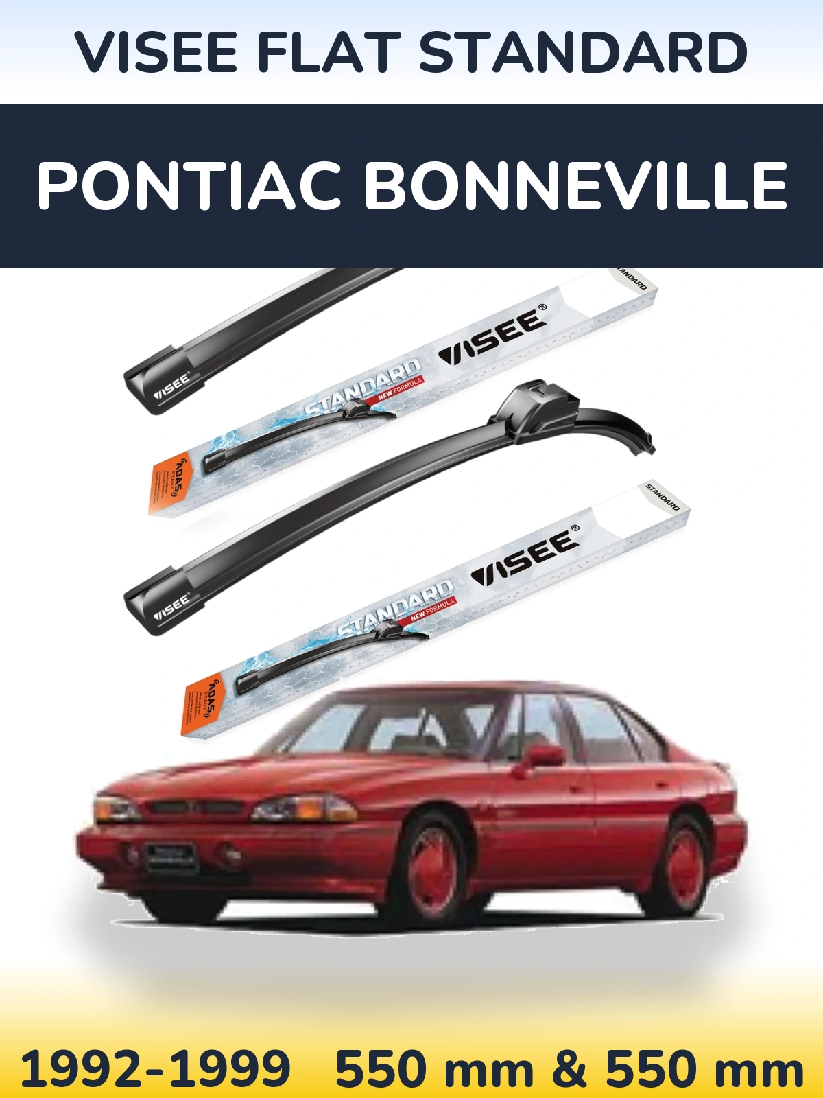 Комплект передних дворников VISEE FLAT STANDARD 550 & 550 мм для Pontiac Bonneville 1992-1999
