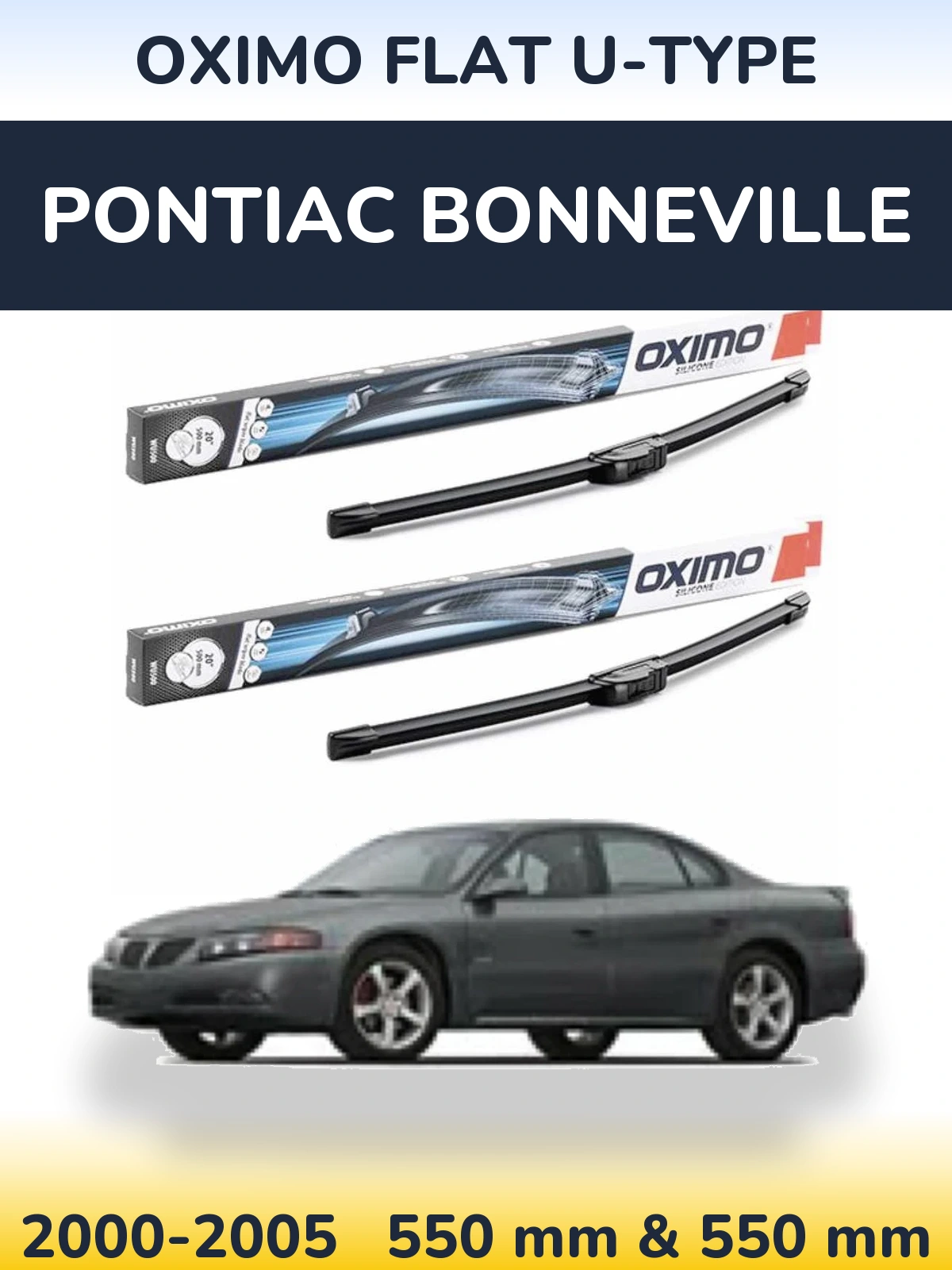 Front wiper blade set Oximo Flat U-type 550 & 550 мм for Pontiac Bonneville 2000-2005