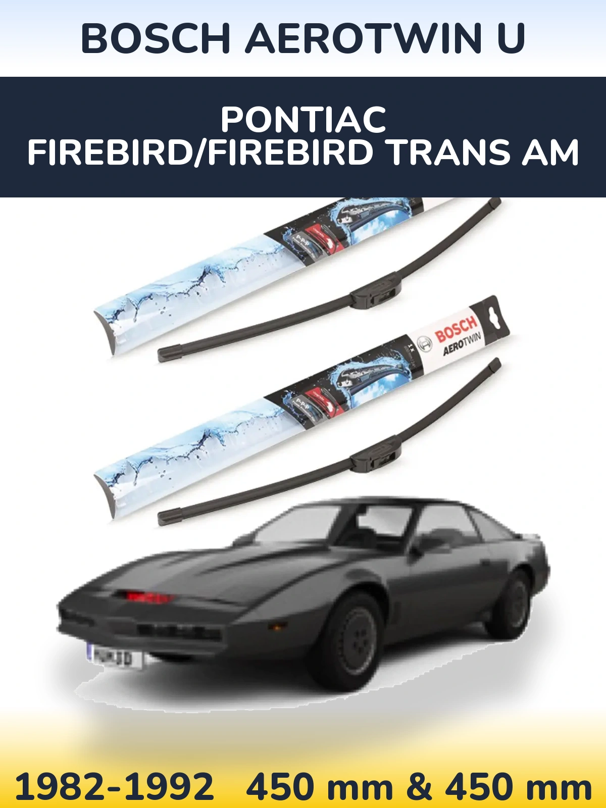 Front wiper blade set BOSCH AeroTwin U 450 & 450 мм for Pontiac Firebird/Firebird Trans Am 1982-1992