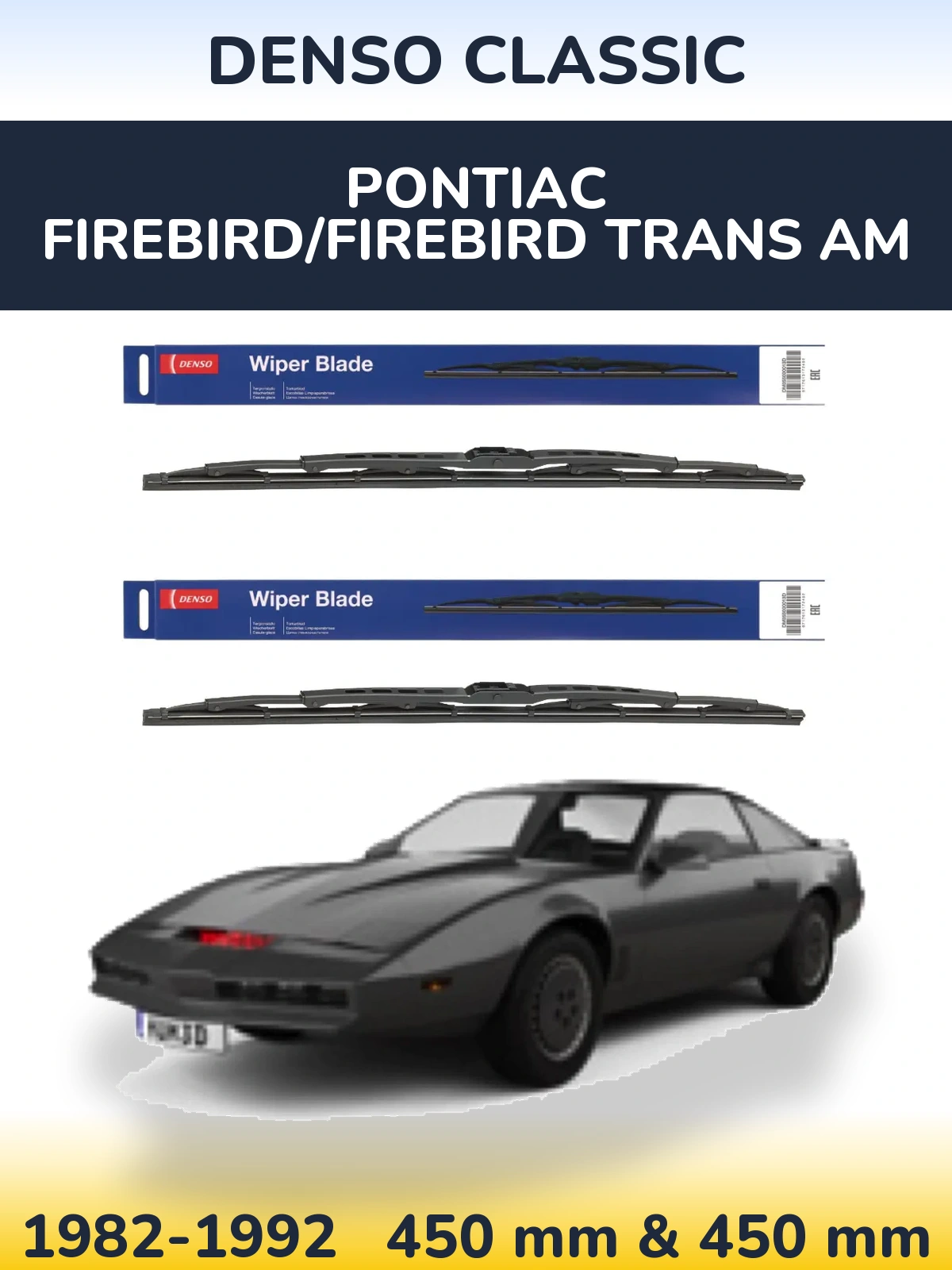 Front wiper blade set Denso Classic 450 & 450 мм for Pontiac Firebird/Firebird Trans Am 1982-1992