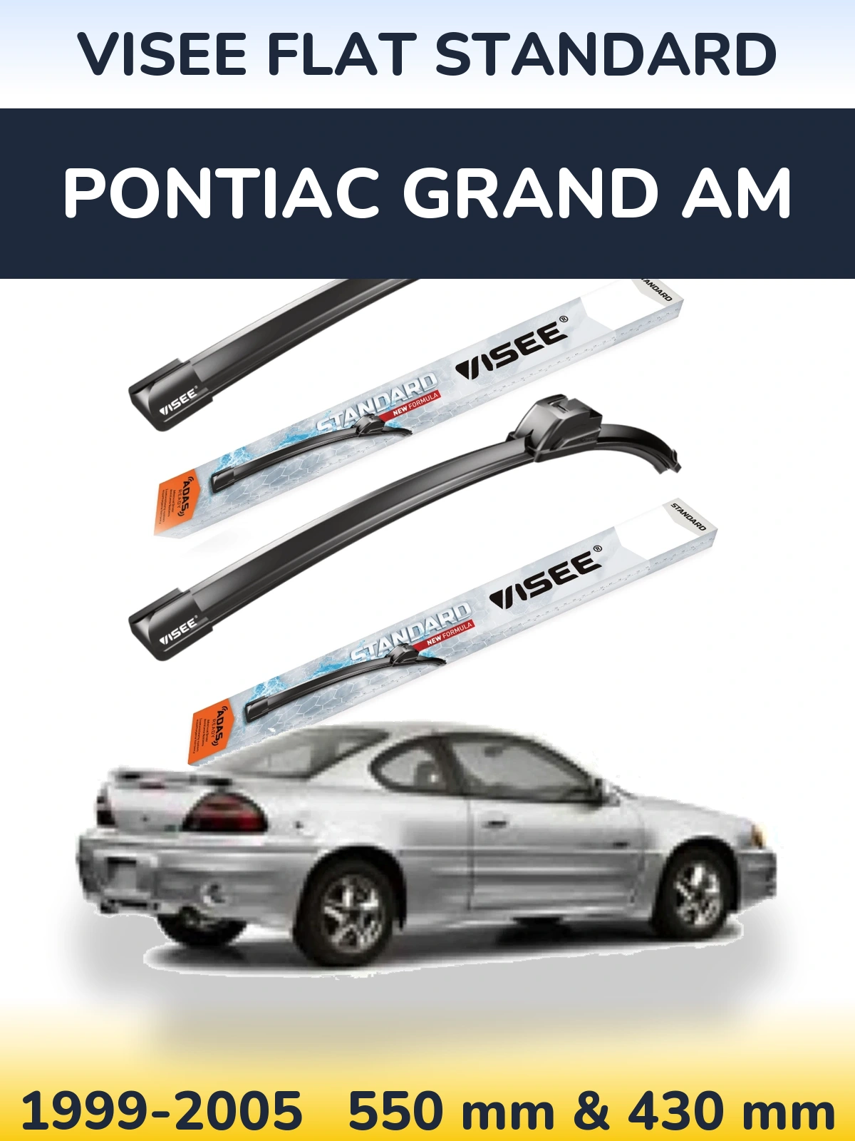 Комплект передних дворников VISEE FLAT STANDARD 550 & 430 мм для Pontiac Grand AM 1999-2005
