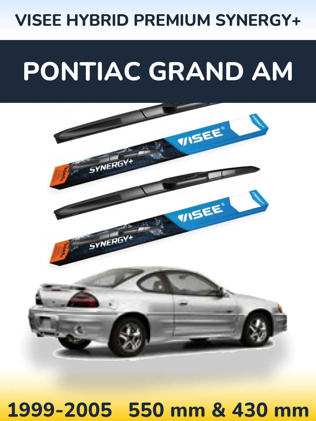 Front wiper blade set VISEE HYBRID PREMIUM SYNERGY+ 550 & 430 mm for Pontiac Grand AM 1999-2005
