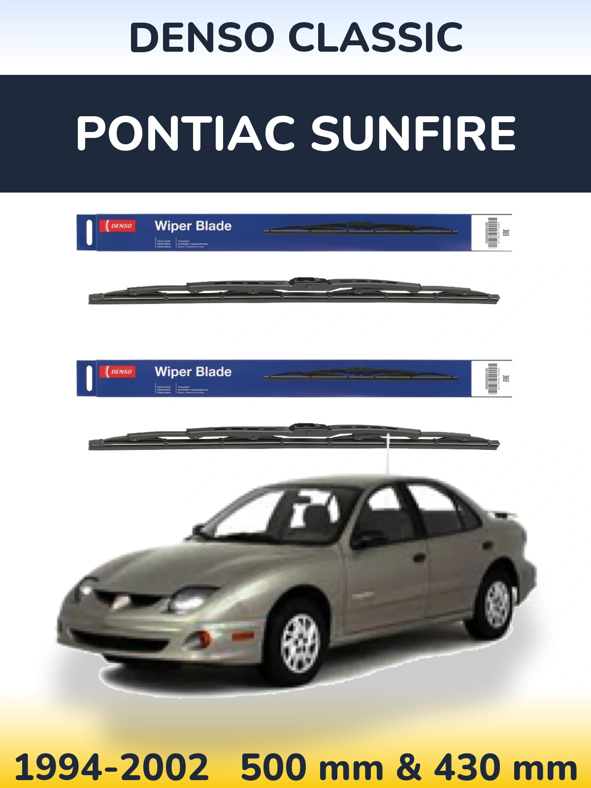Front wiper blade set Denso Classic 500 & 430 мм for Pontiac Sunfire 1994-2002