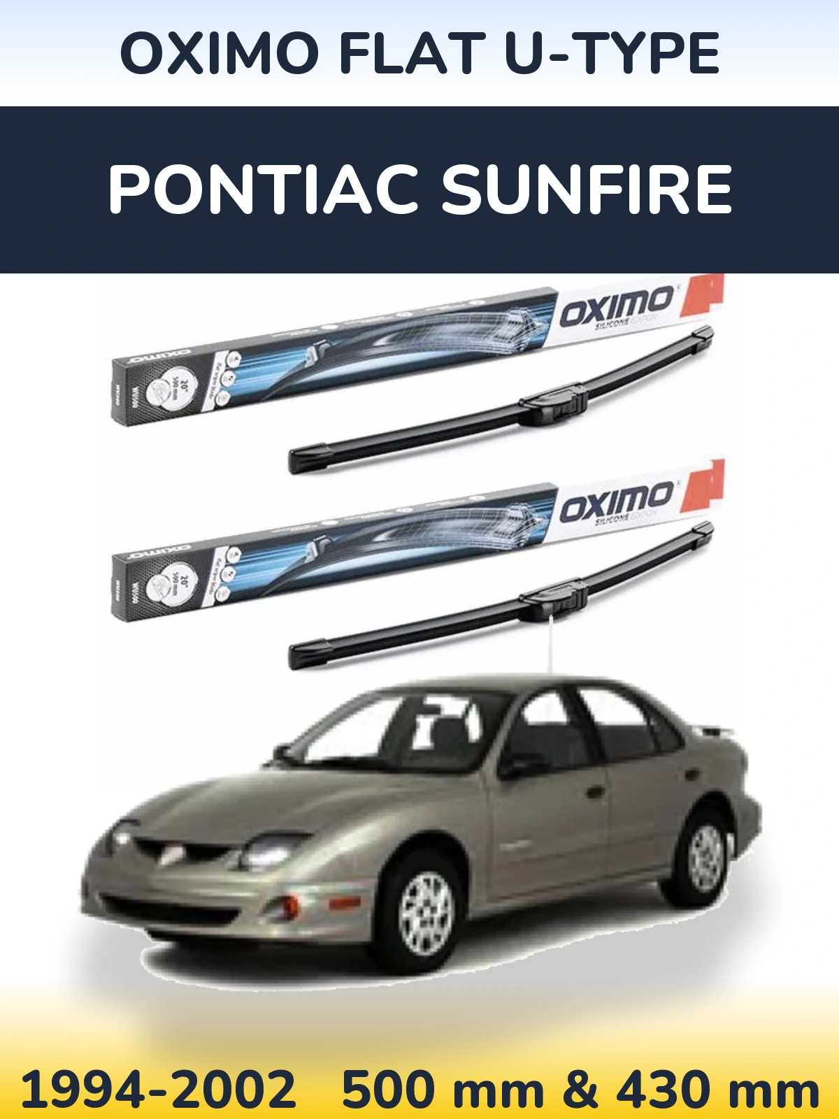 Front wiper blade set Oximo Flat U-type 500 & 430 мм for Pontiac Sunfire 1994-2002