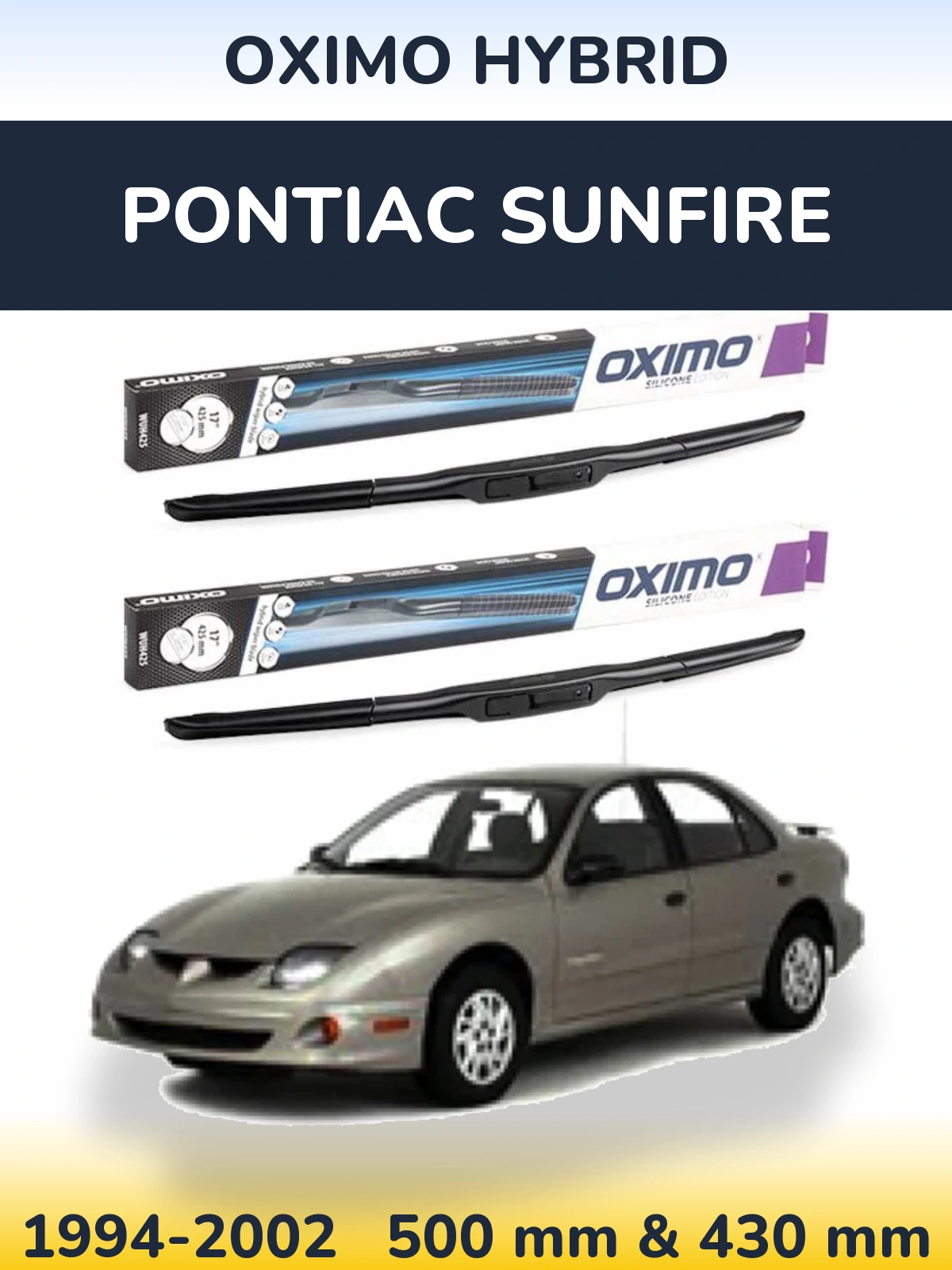 Комплект передних дворников Oximo Hybrid 500 & 430 мм для Pontiac Sunfire 1994-2002