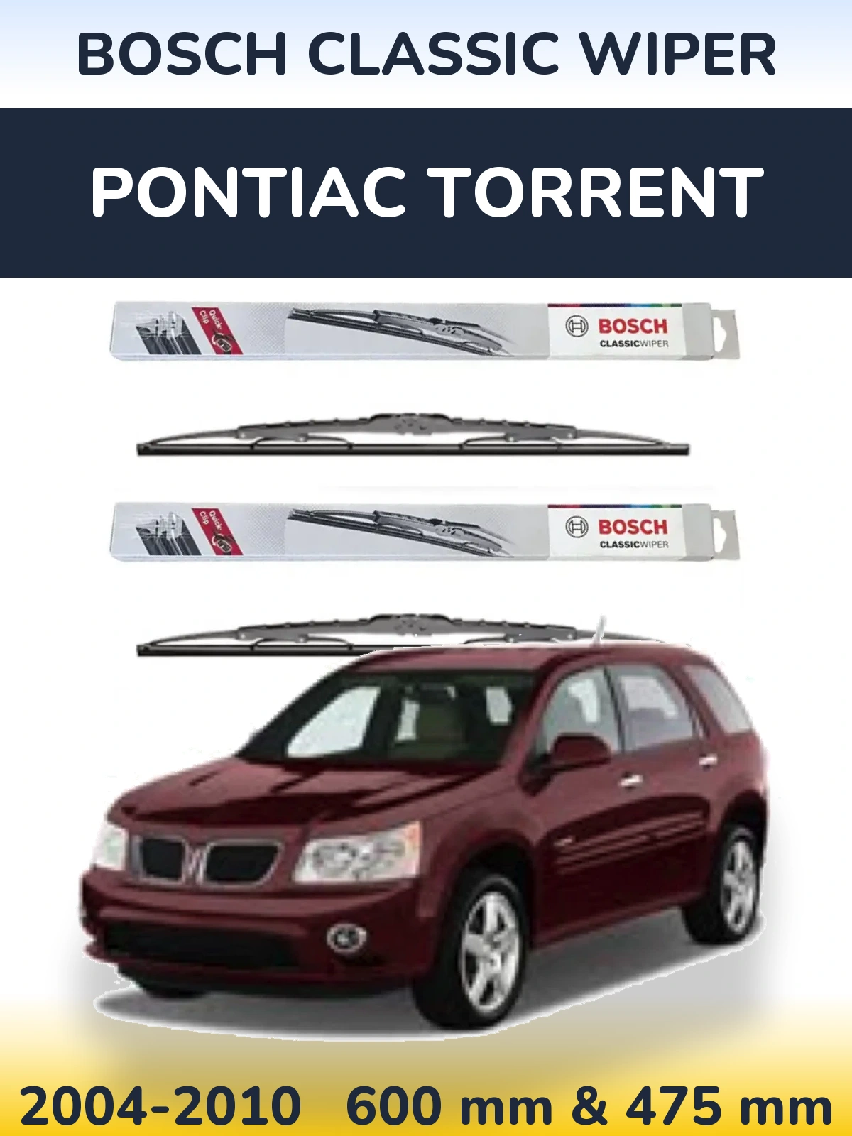 Komplet przednich wycieraczek BOSCH Classic Wiper 600 & 475 mm do Pontiac Torrent 2004-2010