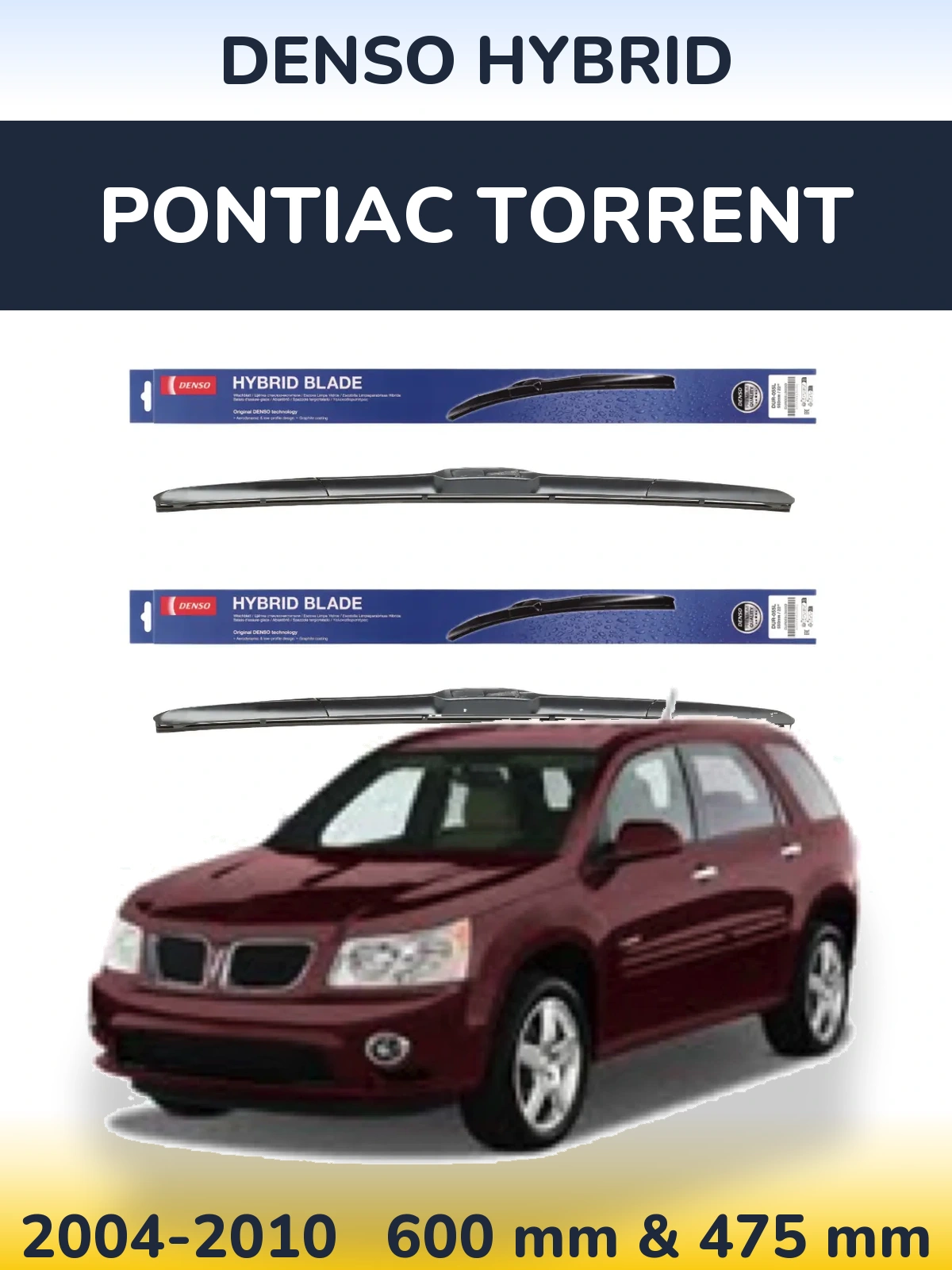Комплект передних дворников Denso Hybrid 600 & 475 мм для Pontiac Torrent 2004-2010