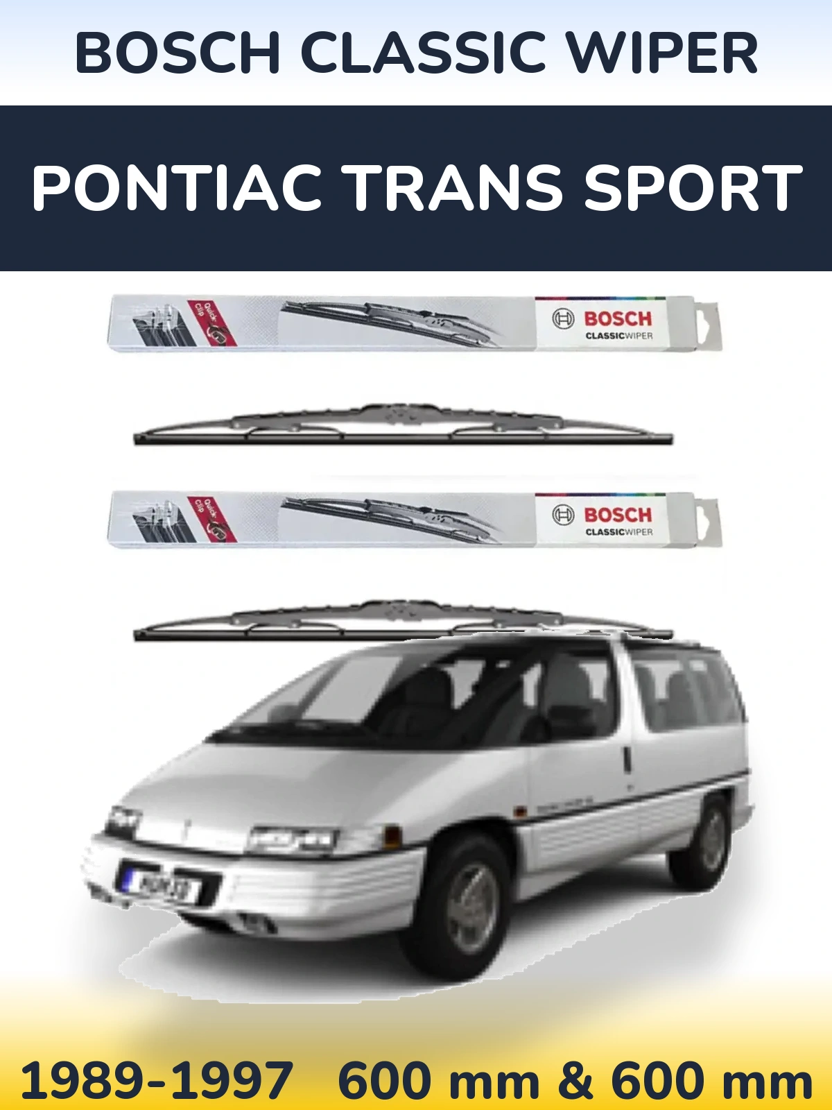 Front wiper blade set BOSCH Classic Wiper 600 & 600 мм for Pontiac Trans Sport 1989-1997