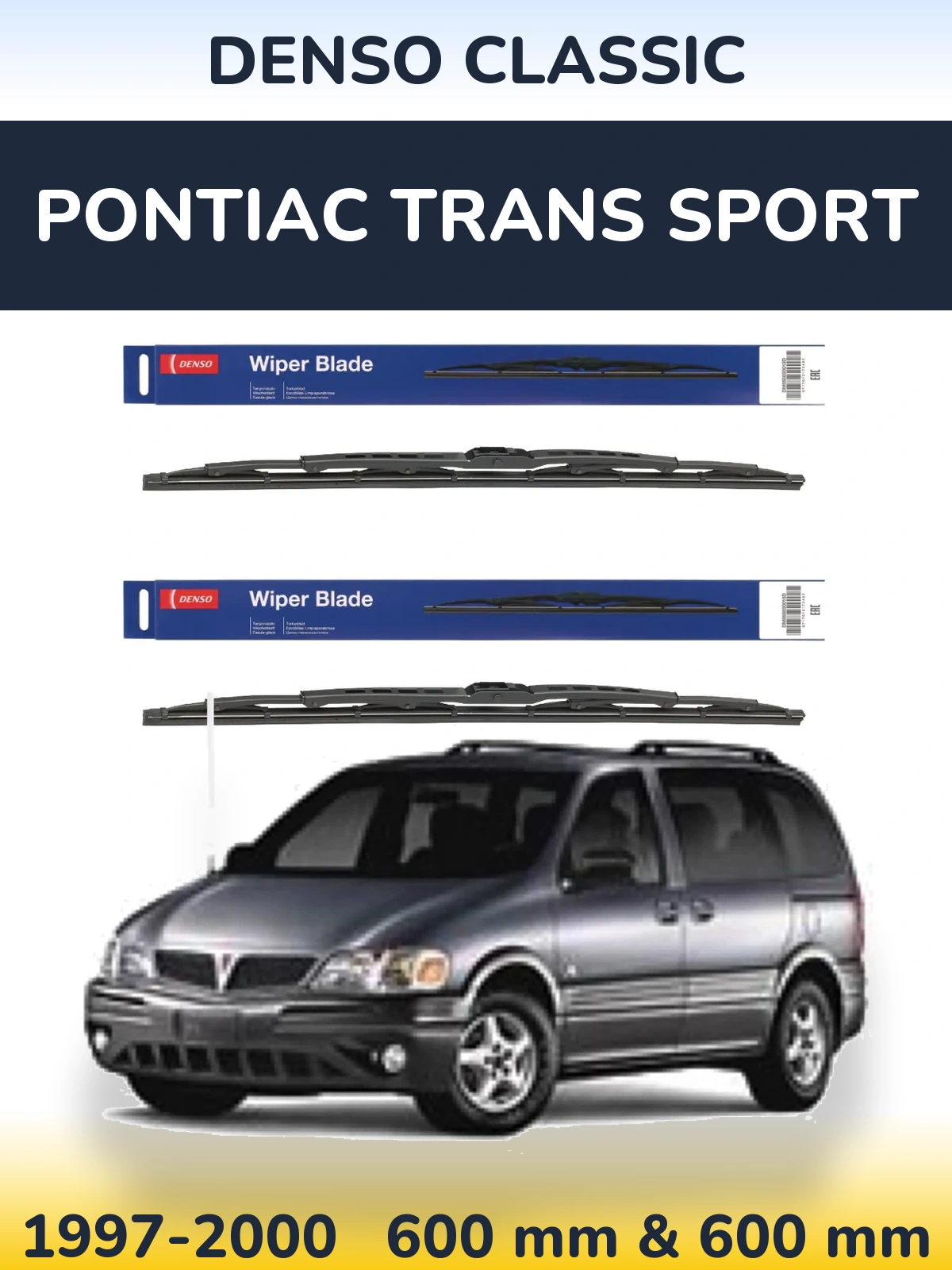 Komplet przednich wycieraczek Denso Classic 600 & 600 mm do Pontiac Trans Sport 1997-2000