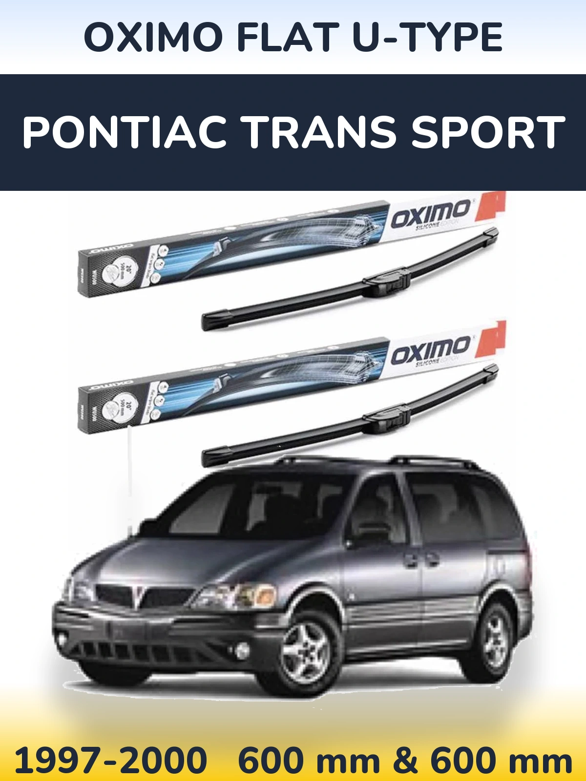 Front wiper blade set Oximo Flat U-type 600 & 600 мм for Pontiac Trans Sport 1997-2000