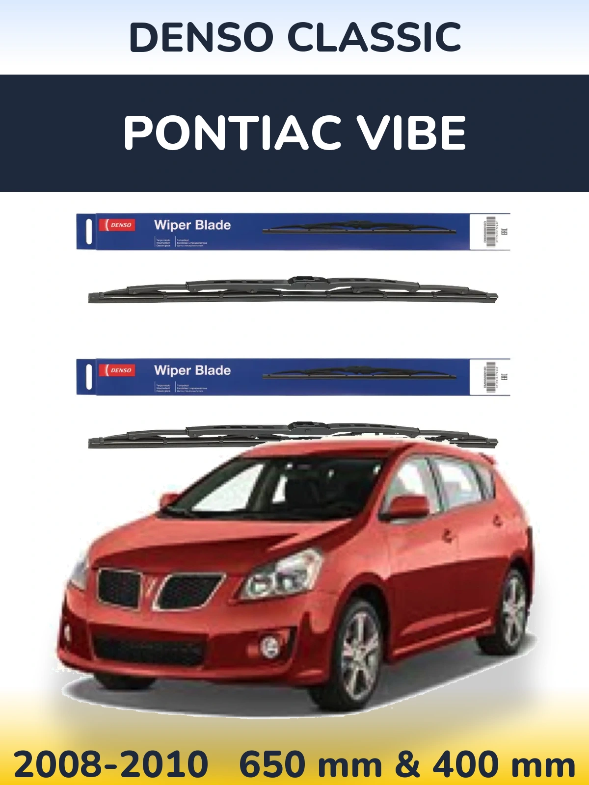 Front wiper blade set Denso Classic 650 & 400 мм for Pontiac Vibe 2008-2010