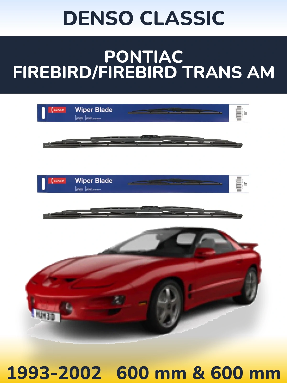 Komplet przednich wycieraczek Denso Classic 600 & 600 mm do Pontiac Firebird/Firebird Trans Am 1993-2002