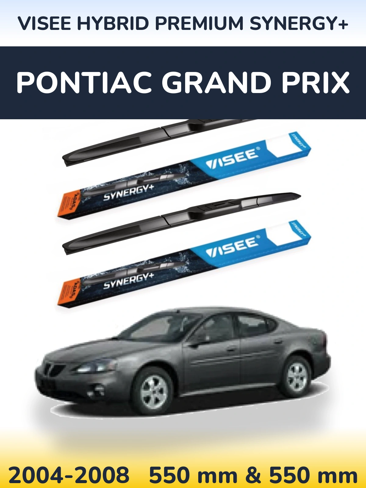 Комплект передніх щіток VISEE HYBRID PREMIUM SYNERGY+ 550 & 550 мм для Pontiac Grand Prix 2004-2008
