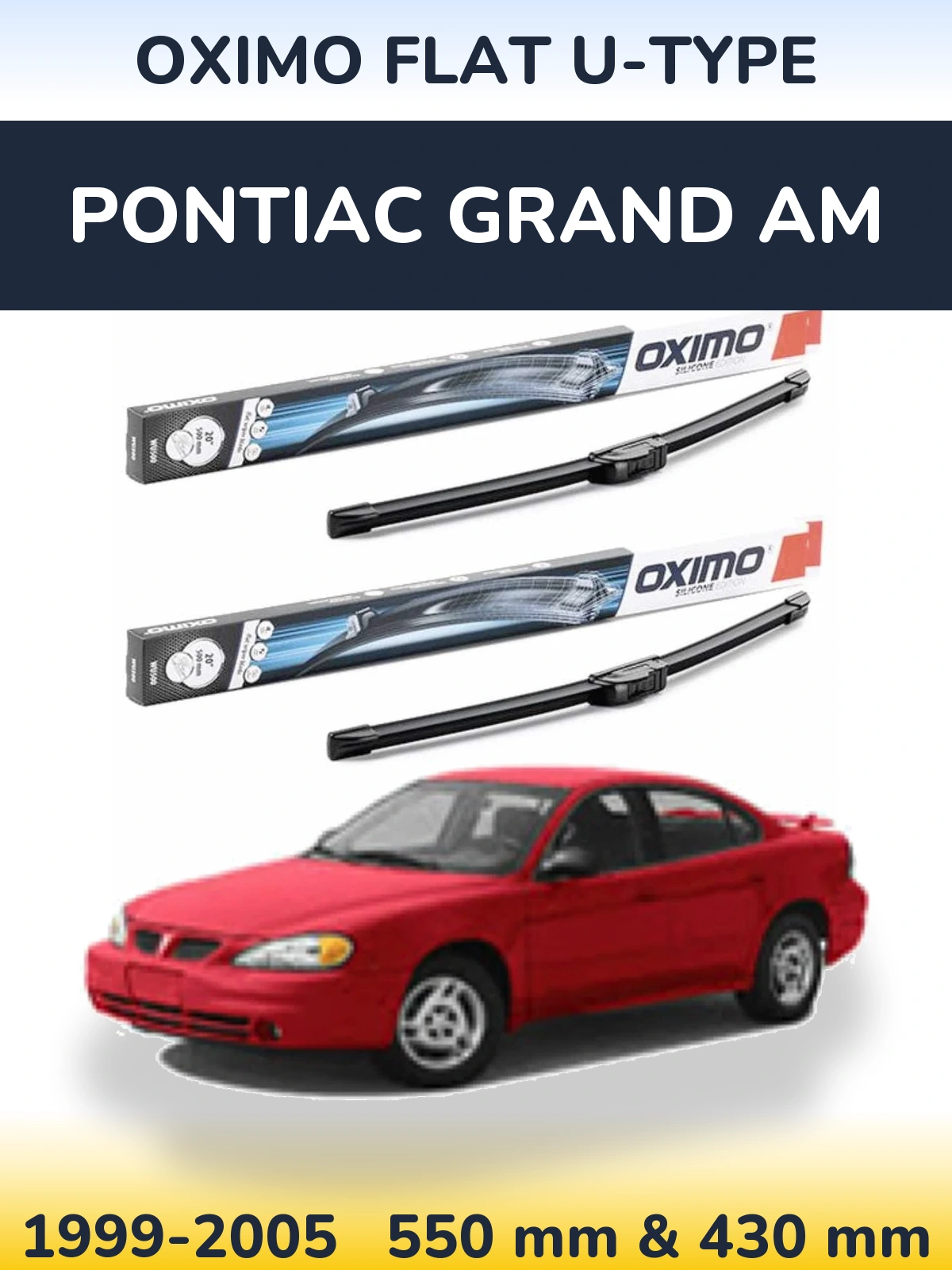 Комплект передних дворников Oximo Flat U-type 550 & 430 мм для Pontiac Grand AM 1999-2005