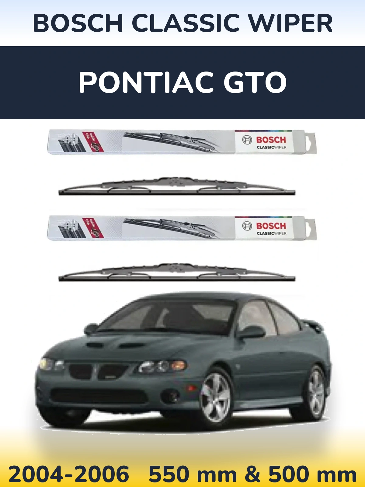 Комплект передних дворников BOSCH Classic Wiper 550 & 500 мм для Pontiac GTO 2004-2006