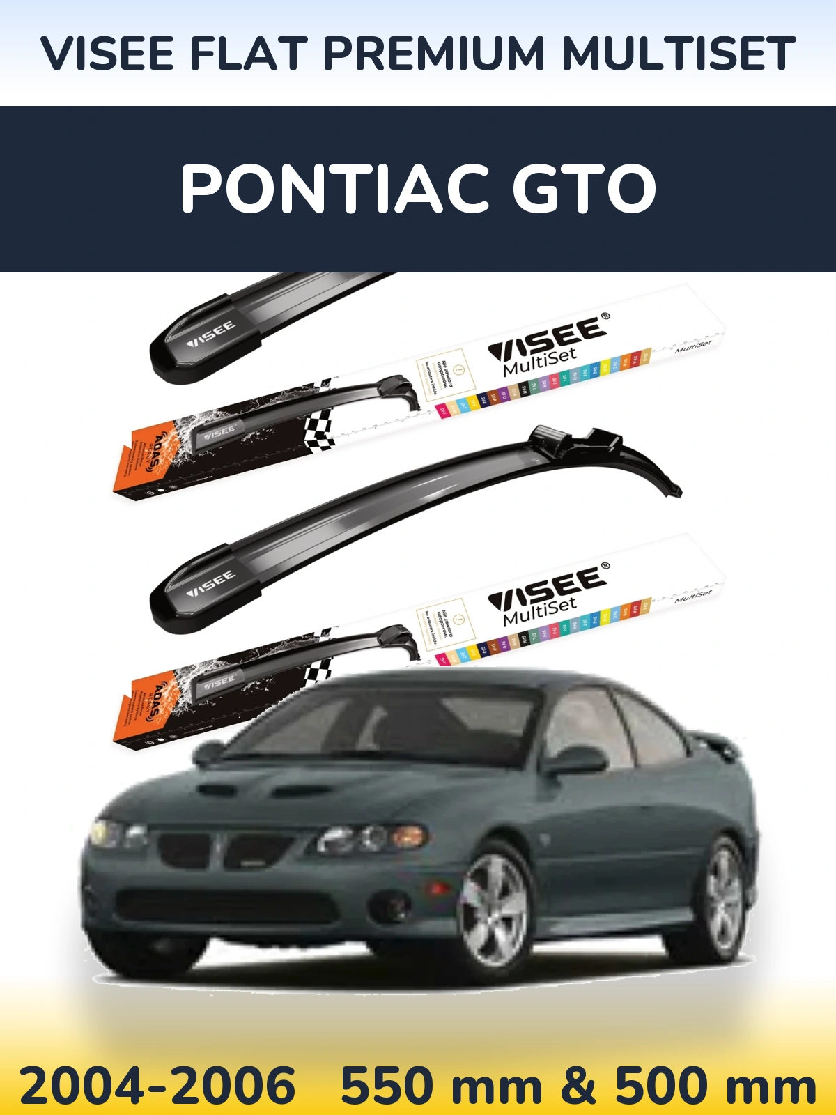 Front wiper blade set VISEE FLAT PREMIUM MultiSet 550 & 500 мм for Pontiac GTO 2004-2006
