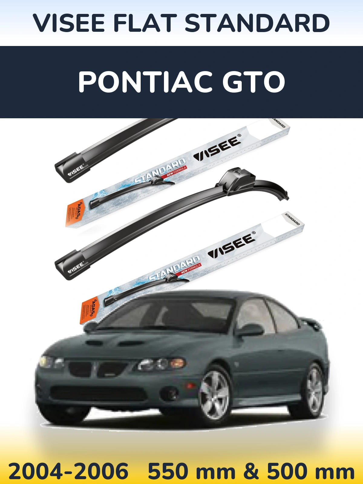 Комплект передних дворников VISEE FLAT STANDARD 550 & 500 мм для Pontiac GTO 2004-2006