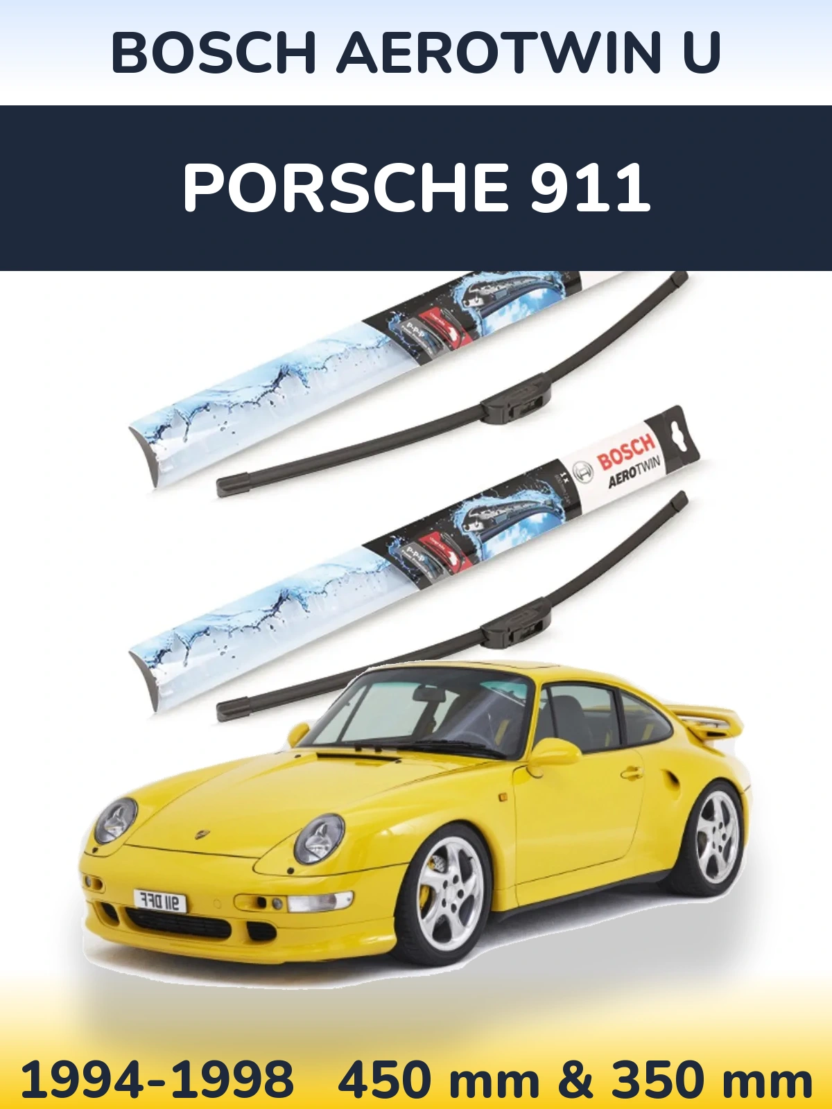 Комплект передніх щіток BOSCH AeroTwin U 450 & 350 мм для Porsche 911 1994-1998