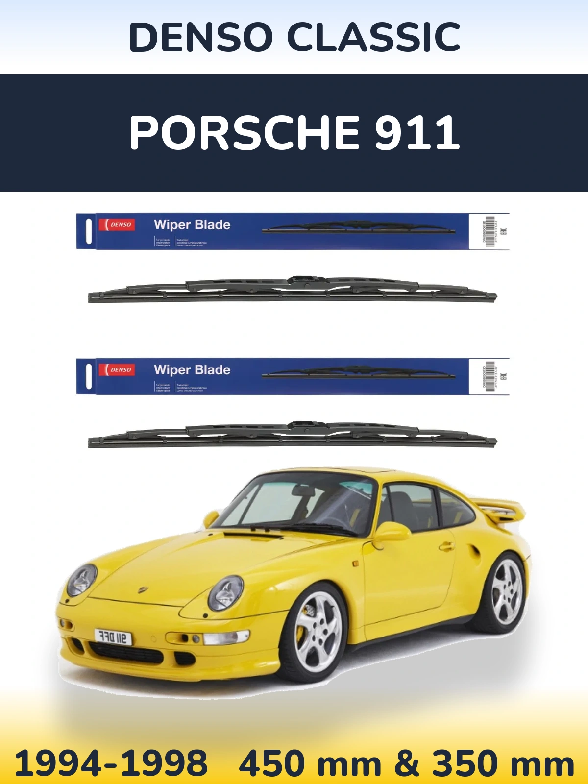 Комплект передніх щіток Denso Classic 450 & 350 мм для Porsche 911 1994-1998