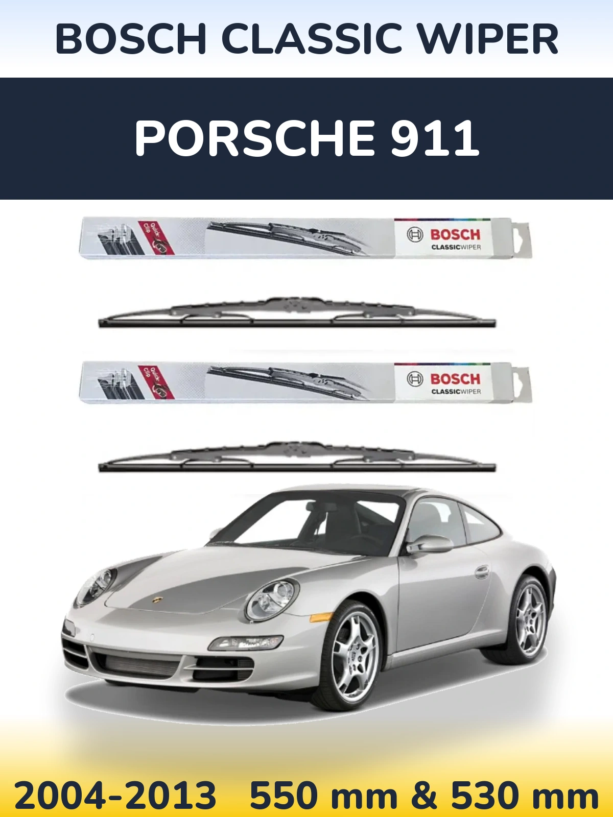Комплект передніх щіток BOSCH Classic Wiper 550 & 530 мм для Porsche 911 2004-2013