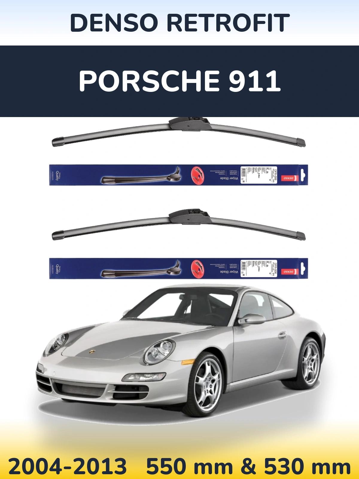 Комплект передніх щіток Denso Retrofit 550 & 530 мм для Porsche 911 2004-2013