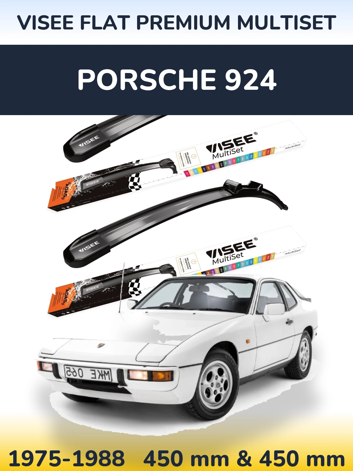 Комплект передніх щіток VISEE FLAT PREMIUM MultiSet 450 & 450 мм для Porsche 924 1975-1988