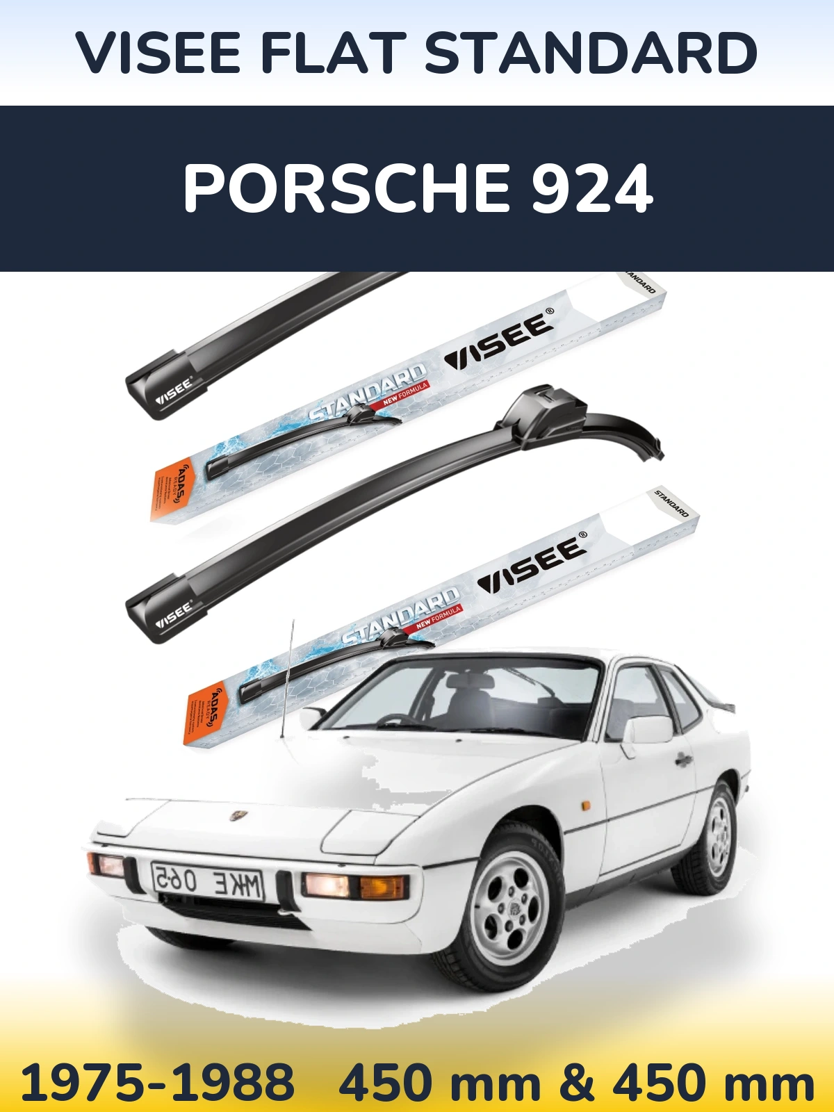 Front wiper blade set VISEE FLAT STANDARD 450 & 450 мм for Porsche 924 1975-1988