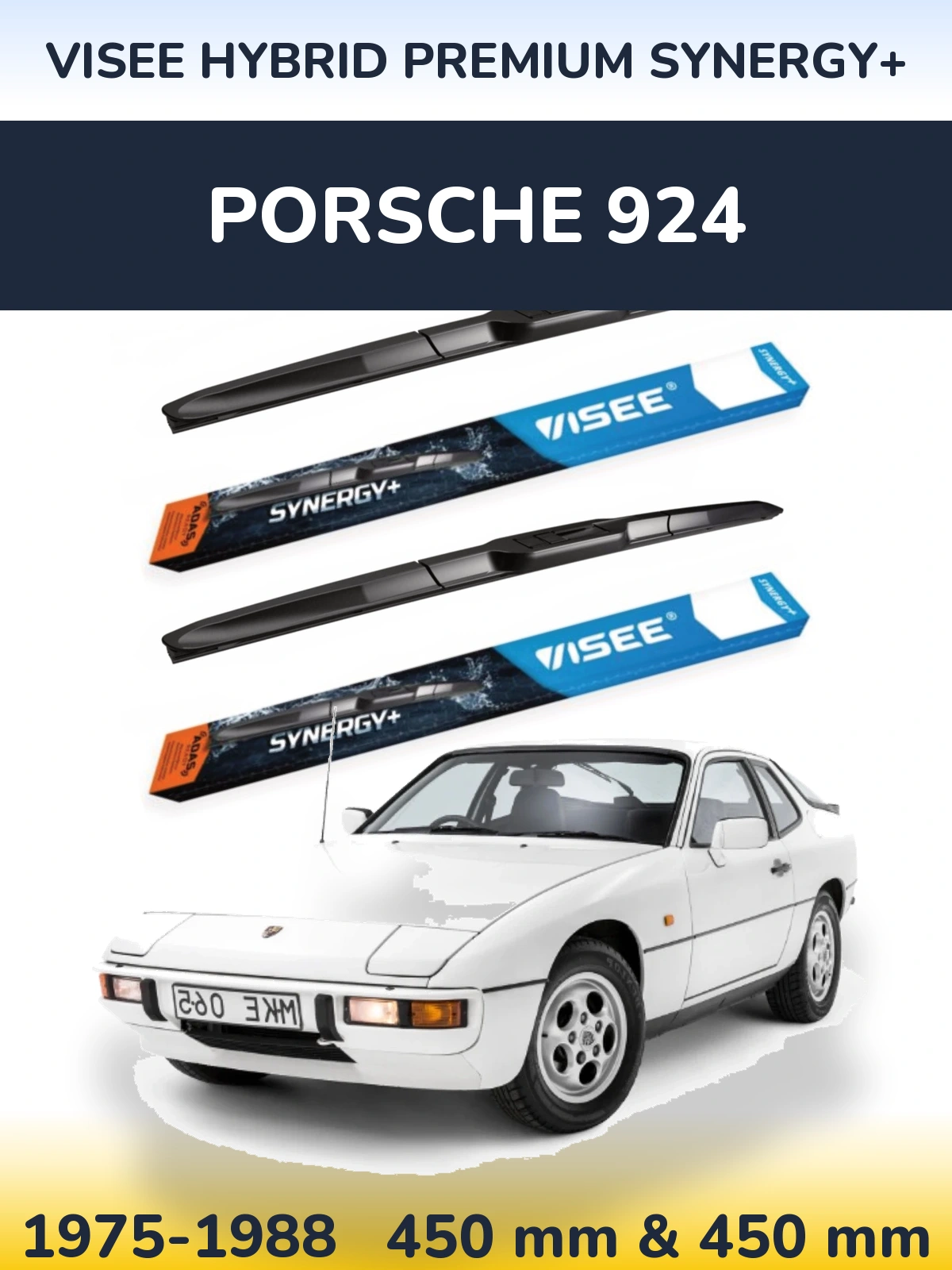 Front wiper blade set VISEE HYBRID PREMIUM SYNERGY+ 450 & 450 мм for Porsche 924 1975-1988