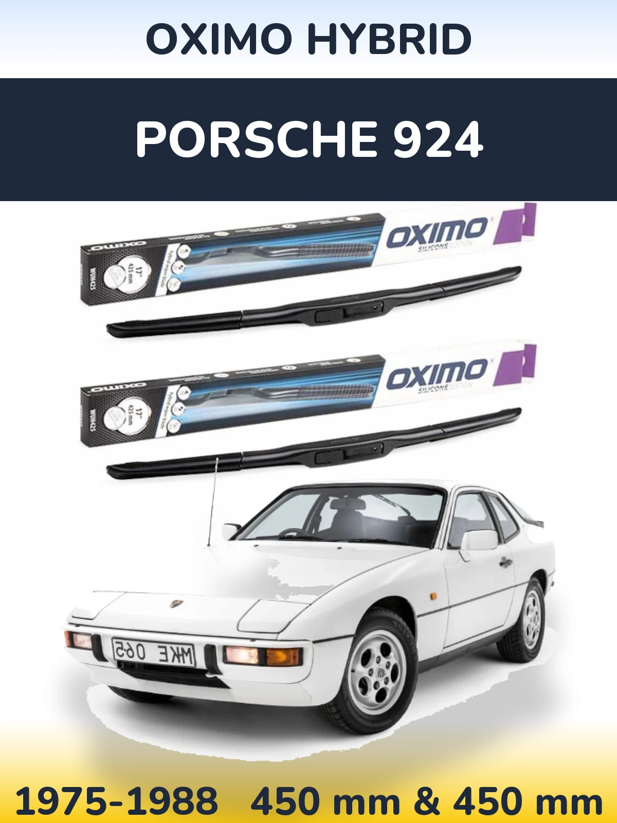 Front wiper blade set Oximo Hybrid 450 & 450 мм for Porsche 924 1975-1988